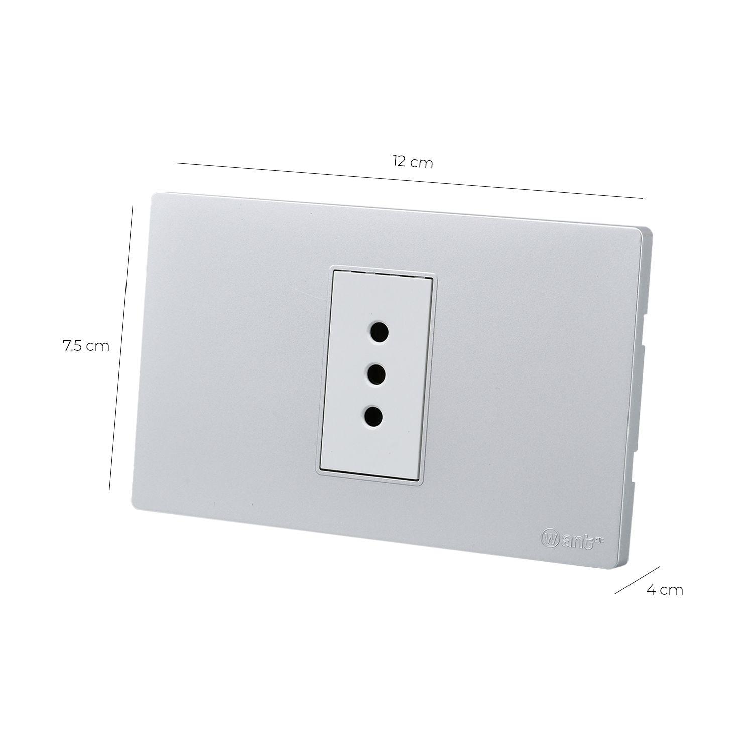 Pack 10 Tomacorriente Simple Metálico 10A - Gris/ Blanco-2