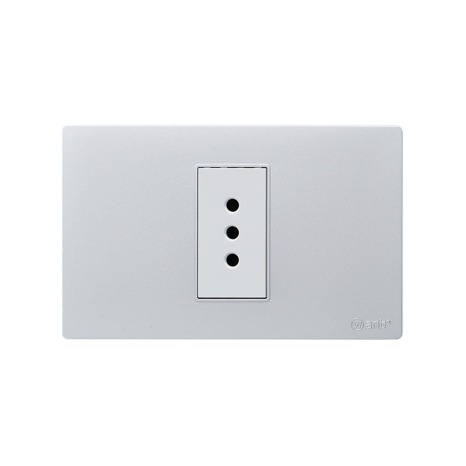 Pack 10 Tomacorriente Simple Metálico 10A - Gris/ Blanco-3