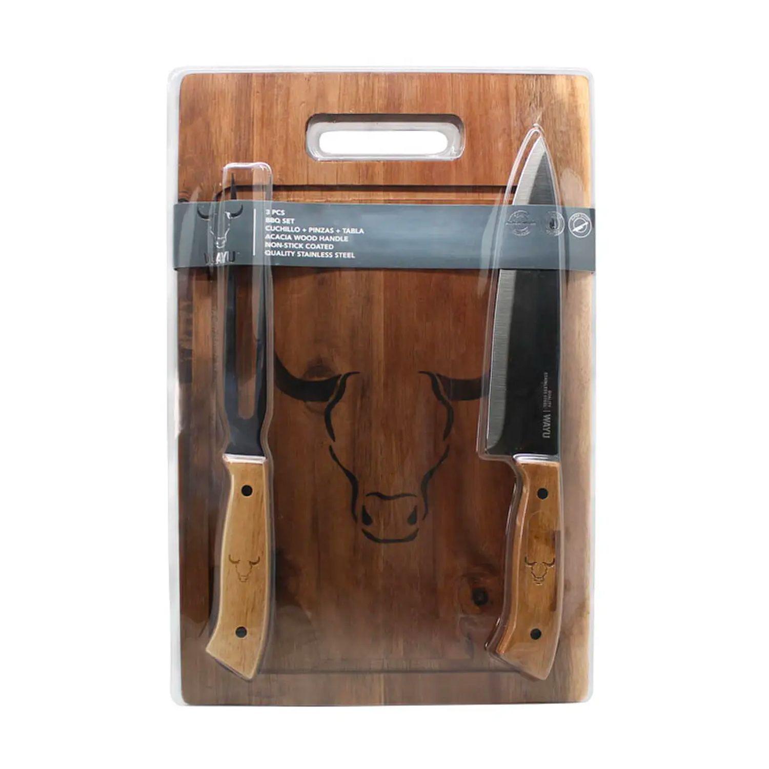 Set Parrillero: Tabla, Cuchillo y Tenedor PRM - Wayu-4