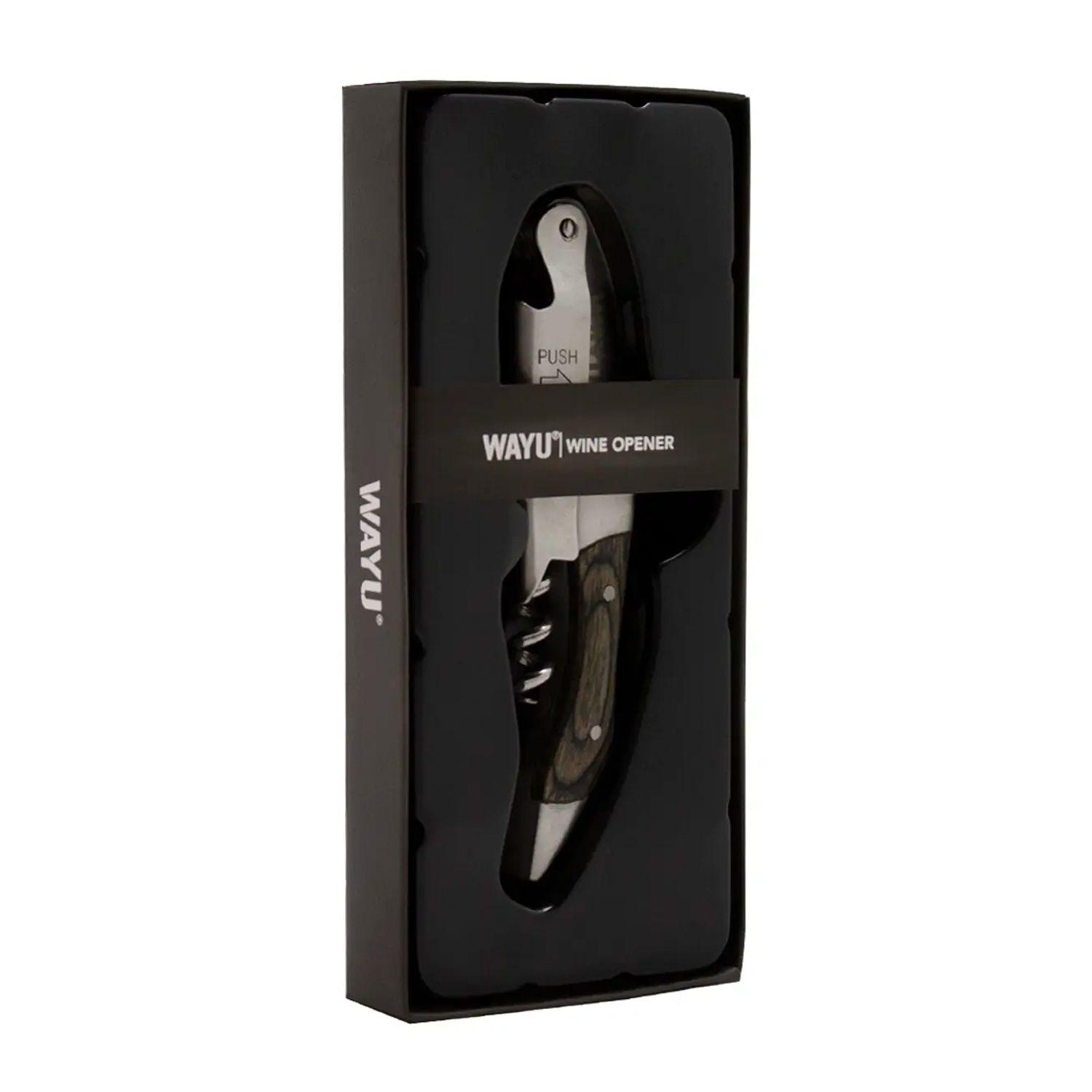 Abridor de Vino Acero Inoxidable y Madera Acacia - Wayu-2