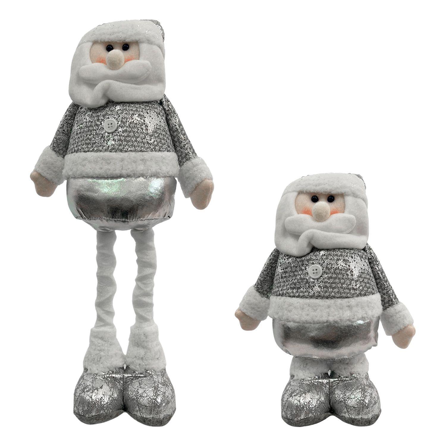 Pascuero Navidad Patas Largas Plateado 35 cm-1