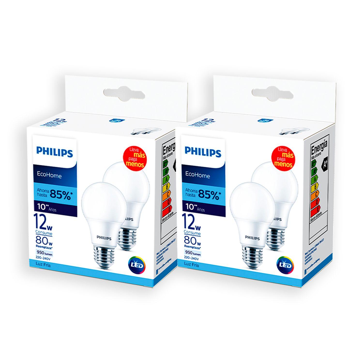 Pack 4 Ampolletas Philips Eco Home Led Bulb 12W E27 - Frío-3