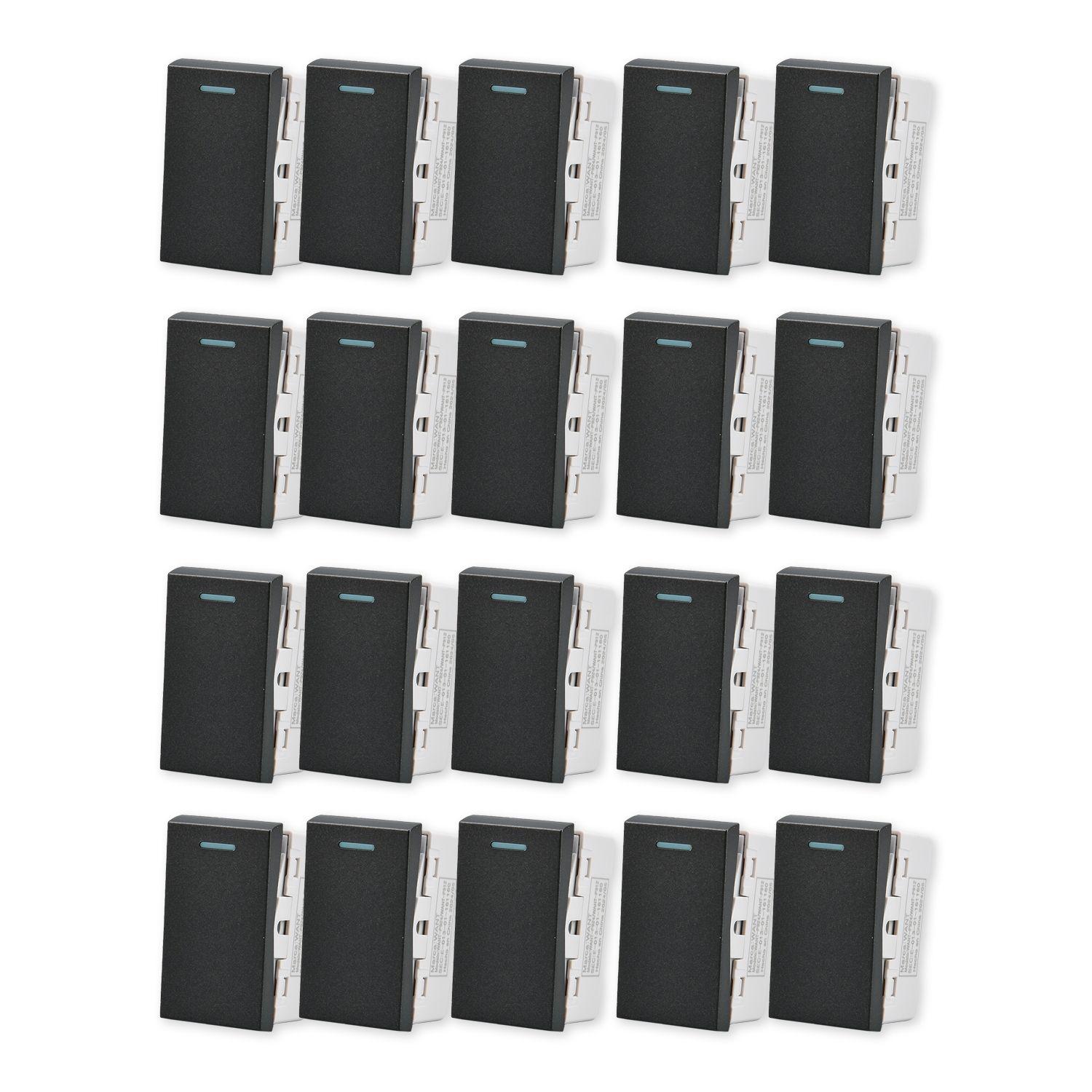 Pack 20 Módulo Interruptor Metálico 9/24 250V - Negro-0
