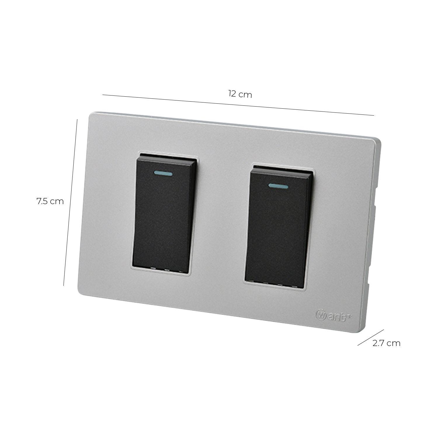 Pack 5 Interruptores Doble Metálico 9/24 16A - Gris - Negro-2