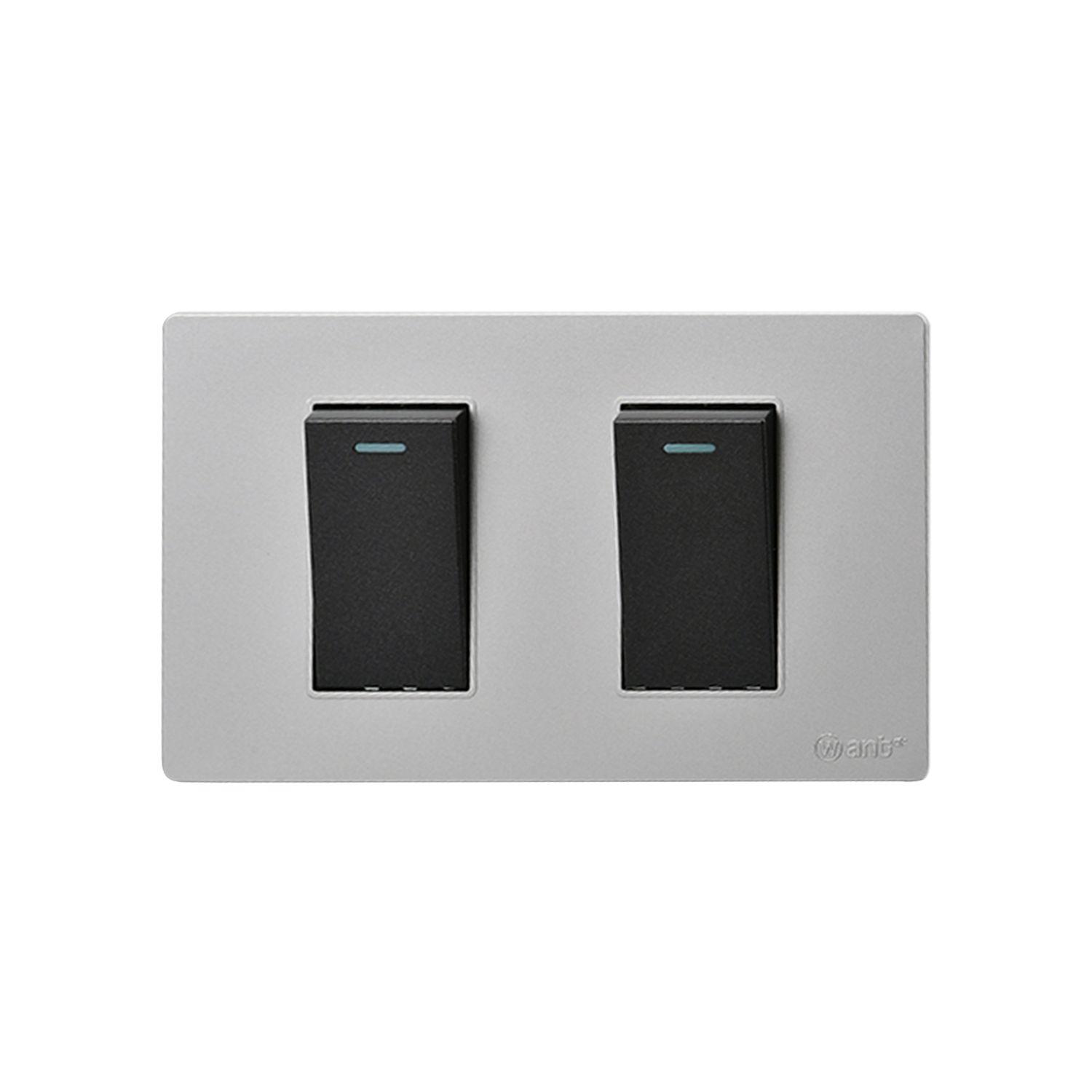 Pack 5 Interruptores Doble Metálico 9/24 16A - Gris - Negro-3