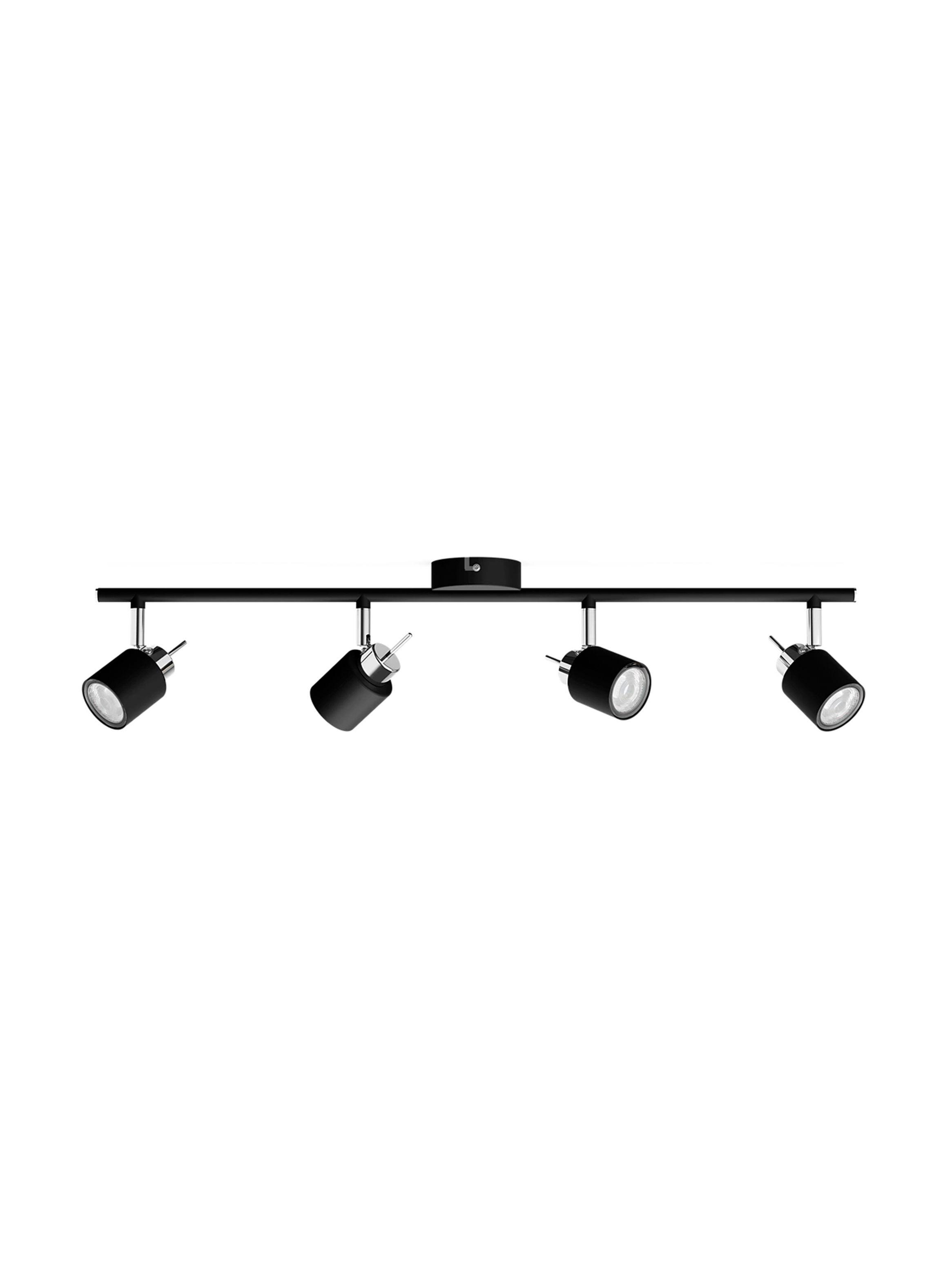 Foco Philips Meranti Spotlight Negro x4 GU10 Incluye Ampolletas Cálida -0