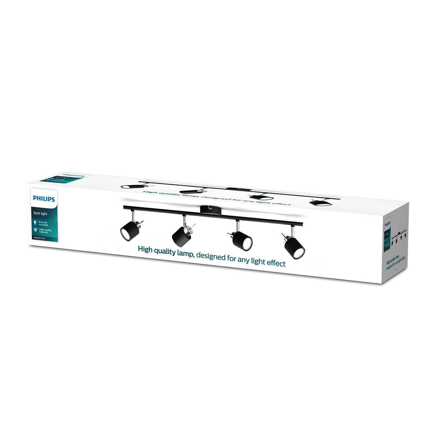 Foco Philips Meranti Spotlight Negro x4 GU10 Incluye Ampolletas Cálida -1