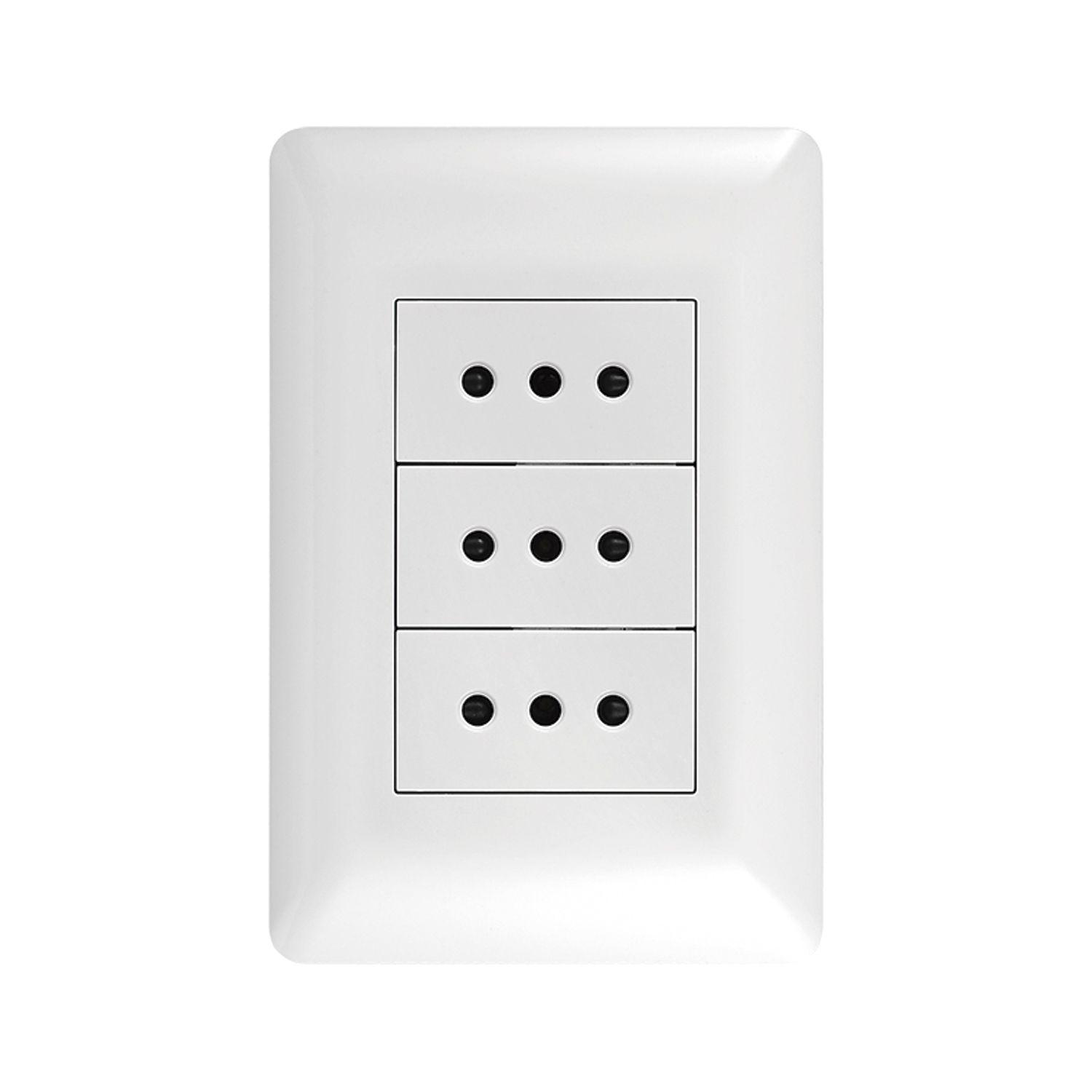 Pack 5 Tomacorriente Triple 10A 250V Blanco-2