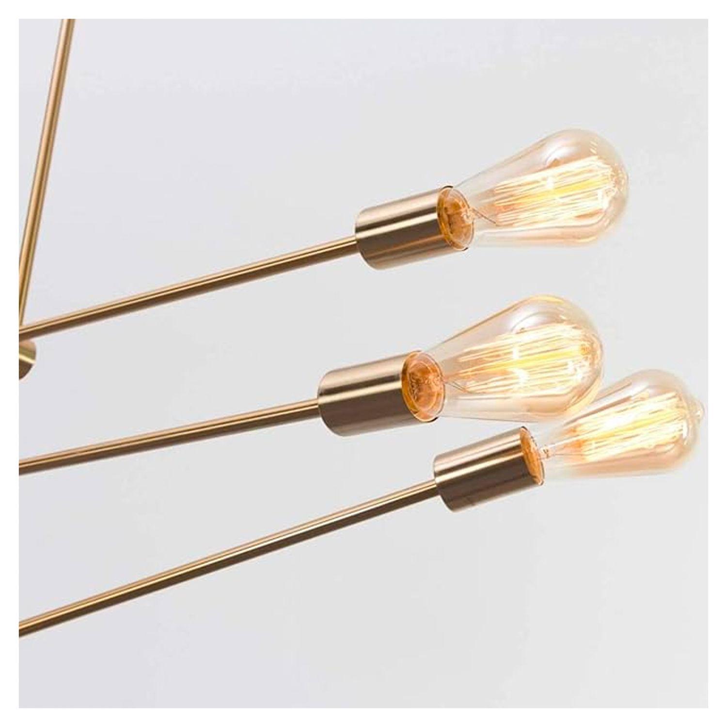 Lámpara Colgante de 6 Luces Porta E-27 Dorado Incluye Ampolletas-3