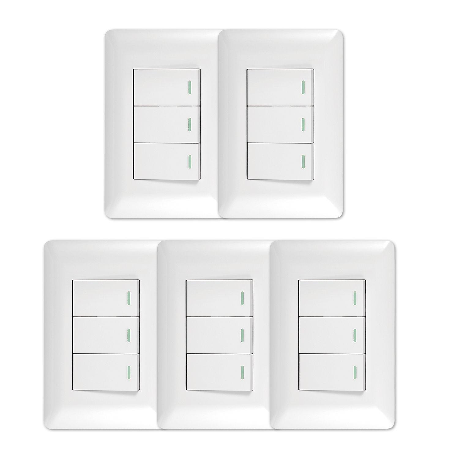 Pack 5 Interruptor Triple 9/12 10A 250V Blanco-0