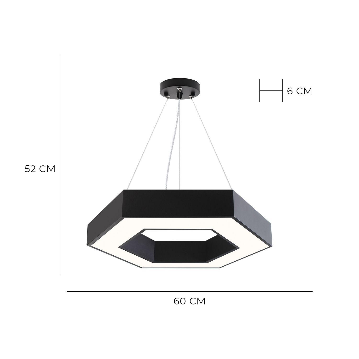 Lámpara LED Contorno Hexágono Negro 42W/60cms Luz Fría-1