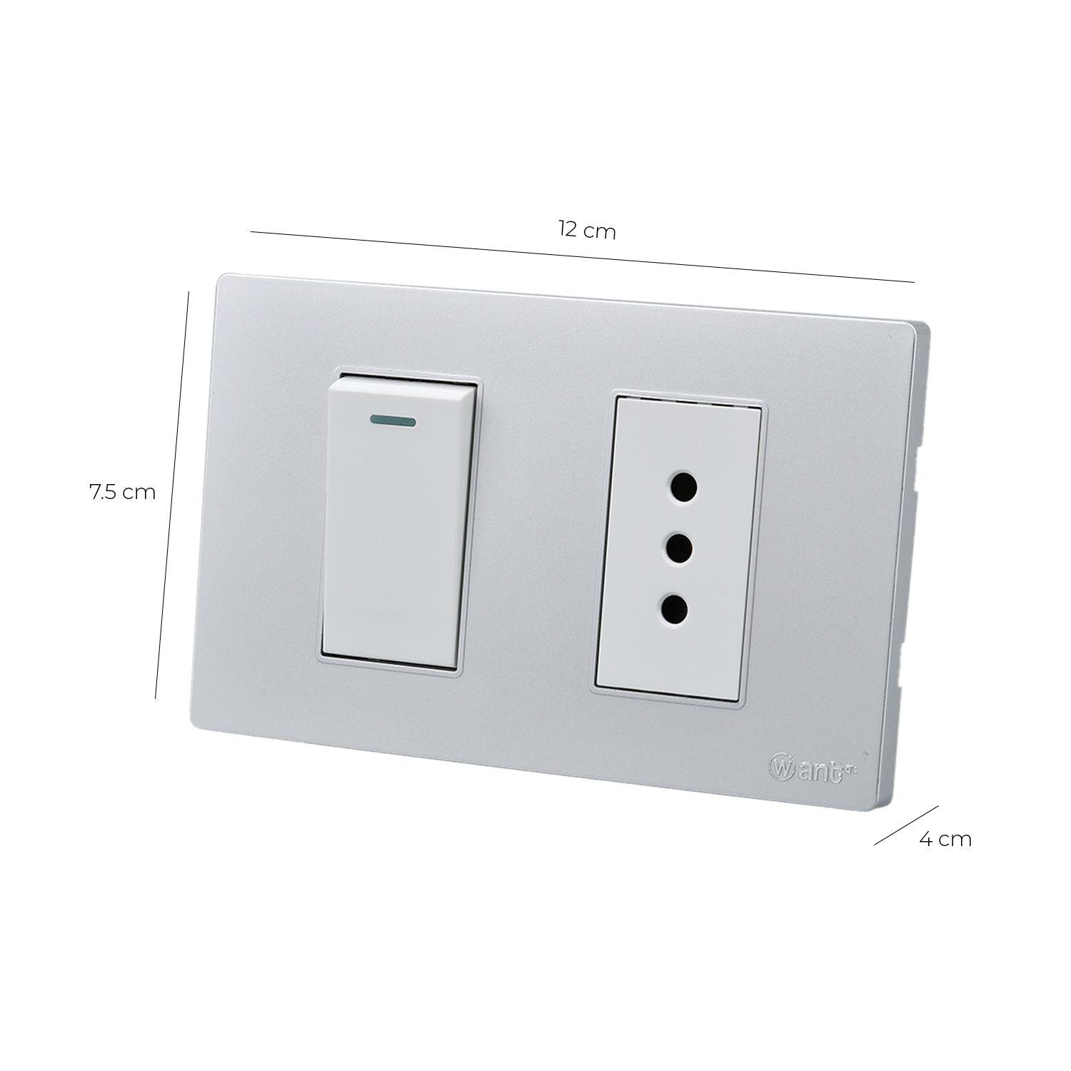 Pack 10 Interruptor 1* 9/12 16A y Tomacorriente 1* 10A - Gris - Blanco-2