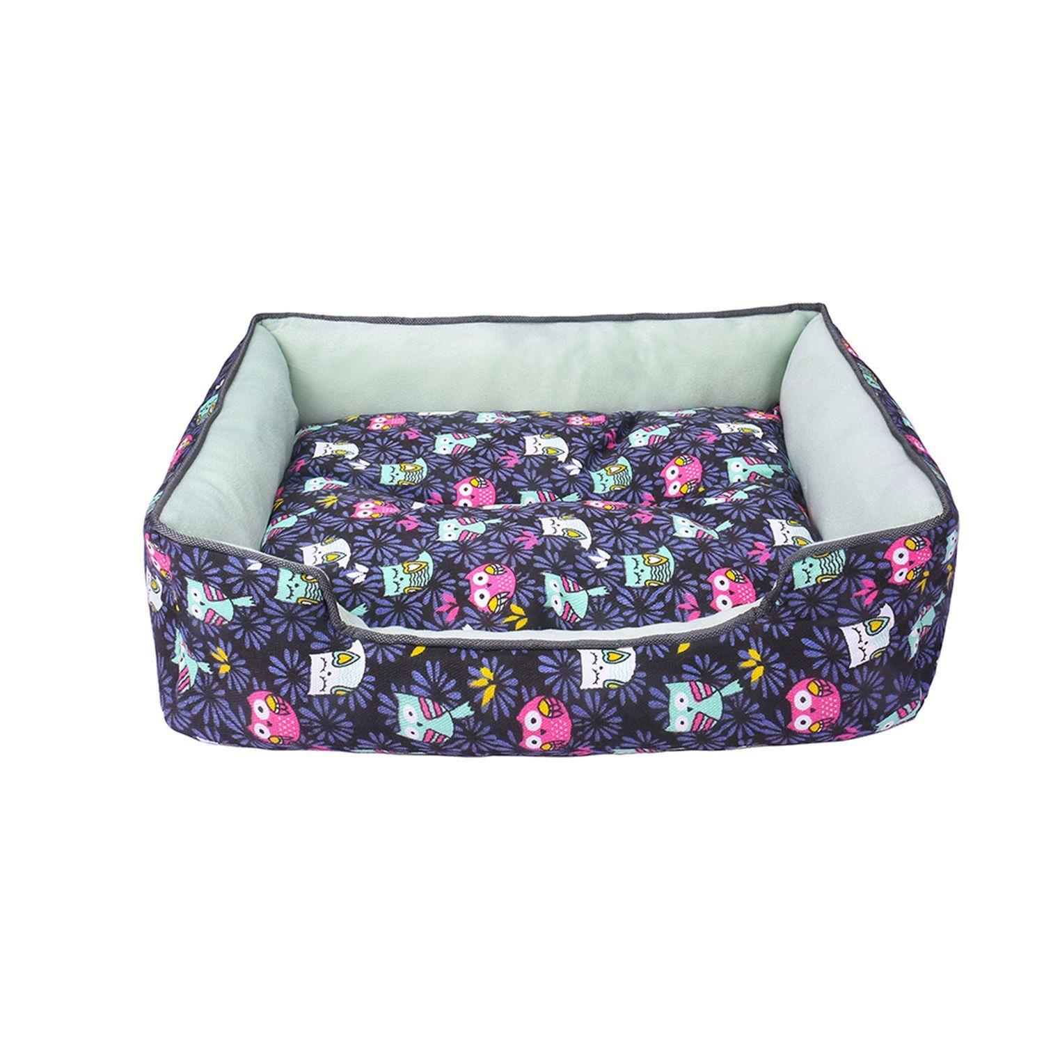 Cama Para Mascotas Diseño Morado Búhos Pequeña-0