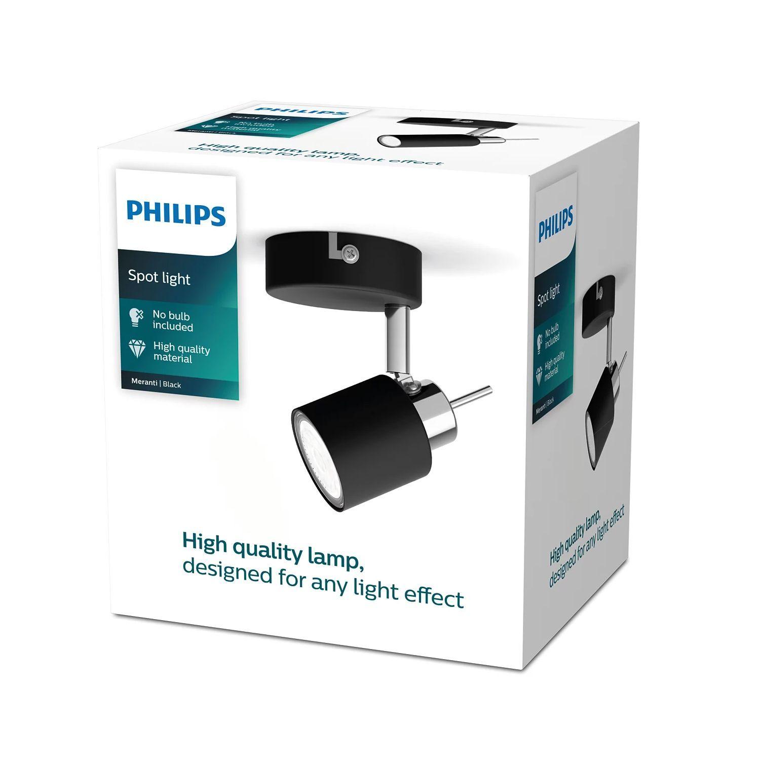 Foco Philips Meranti Spotlight Negro x1 GU10 Incluye Ampolleta Cálida -1