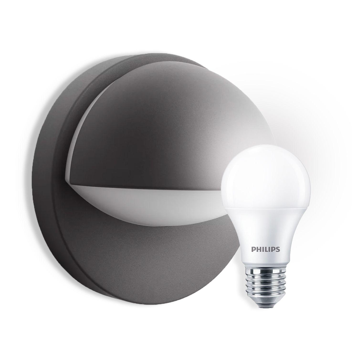 Aplique LED Exterior «June» Negro Philips Ampolleta Fría-0