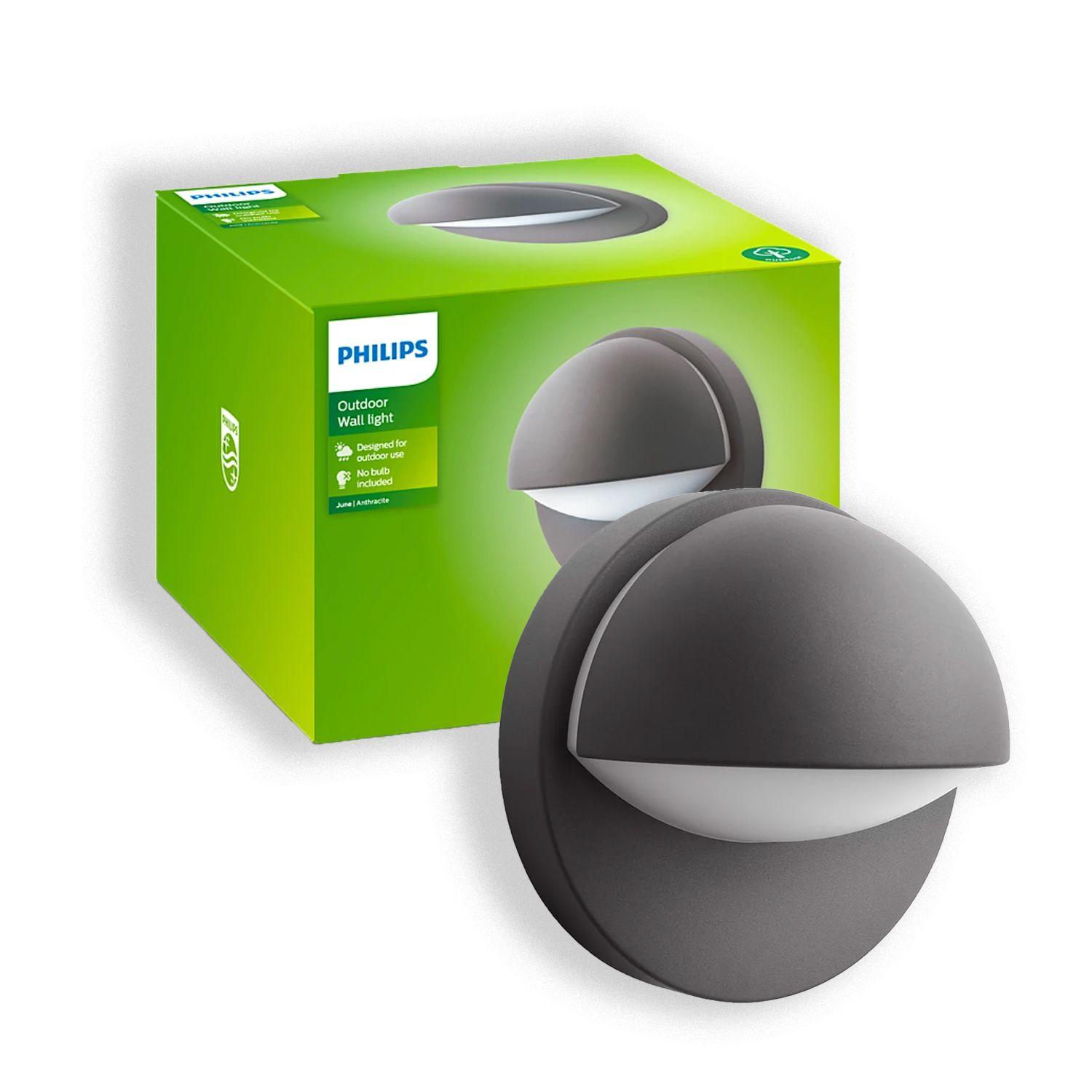 Aplique LED Exterior «June» Negro Philips Ampolleta Fría-3