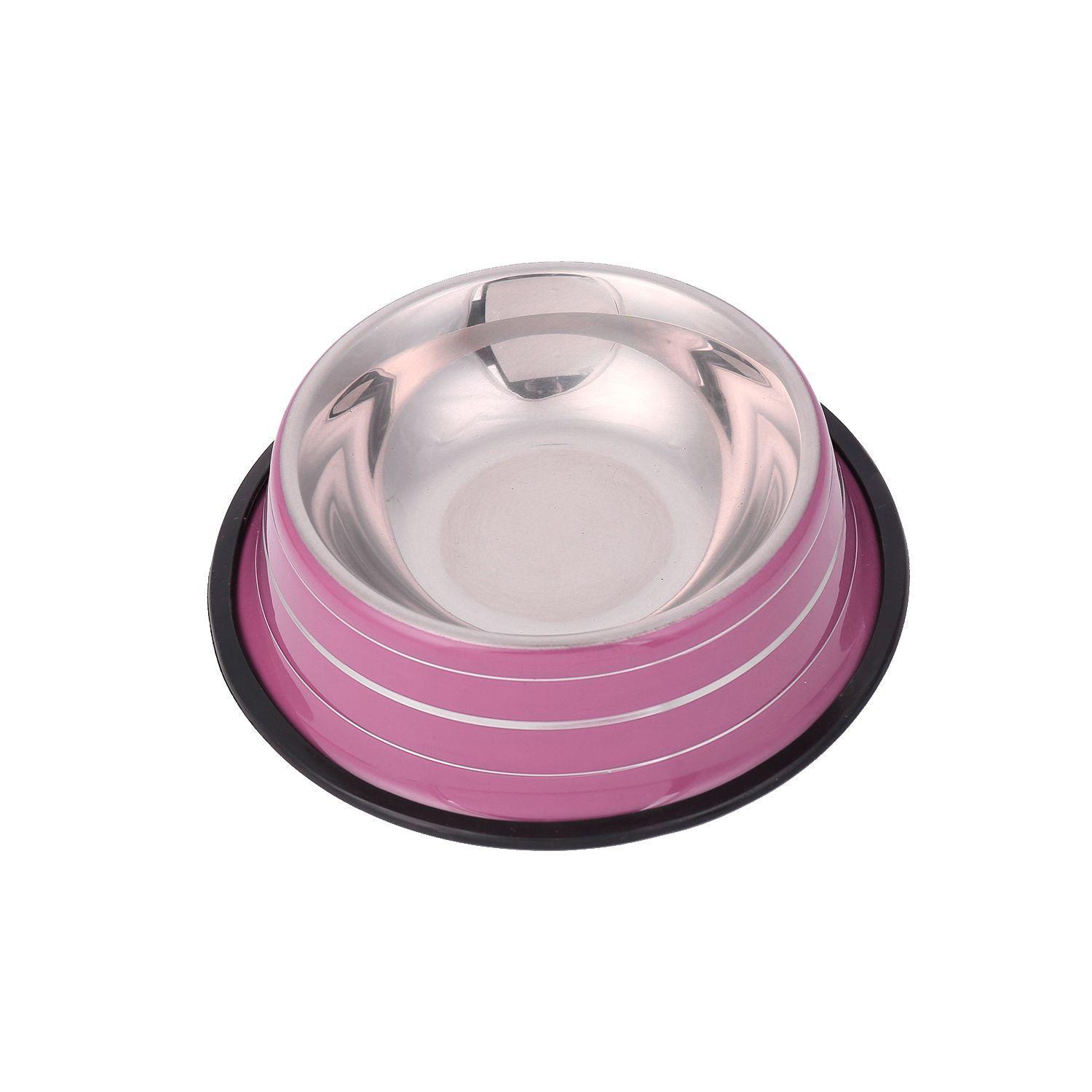 Plato Antideslizante Para Mascotas Mediano Rosado-5