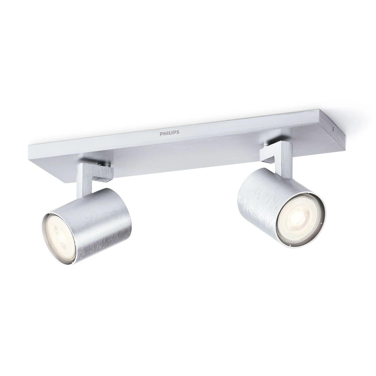 Foco Philips Runner Spotlight Aluminium x2 GU10 Incluye Ampolletas Cálida -0