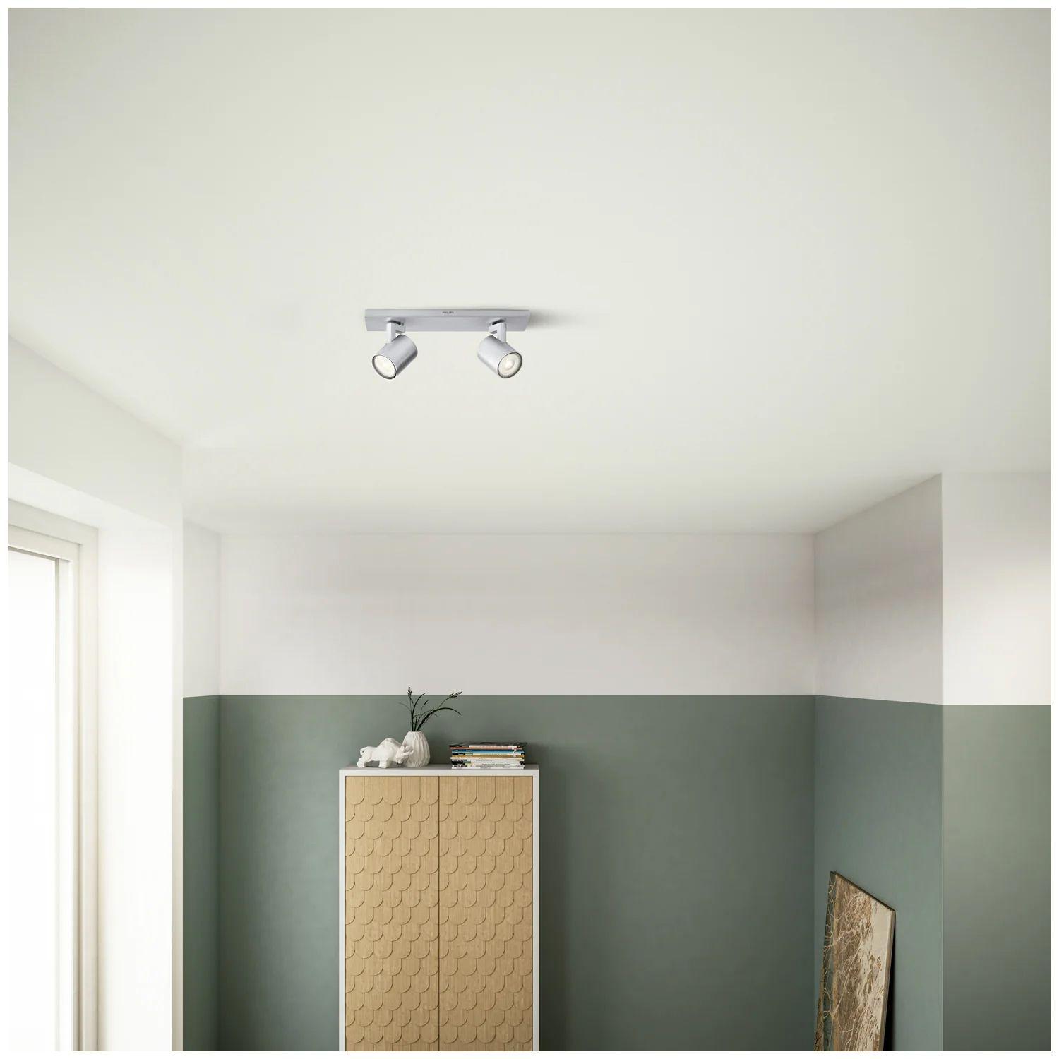 Foco Philips Runner Spotlight Aluminium x2 GU10 Incluye Ampolletas Cálida -2