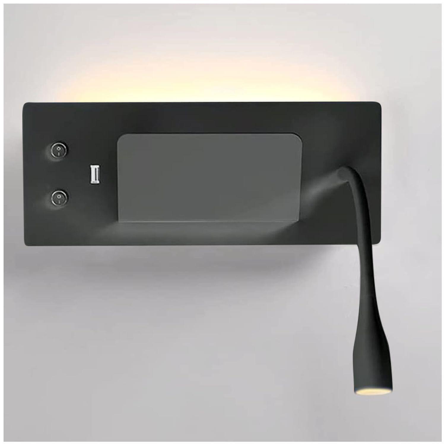 Apliqué Lector LED Flexi USB 5W+3W Negro - Luz Cálida-3