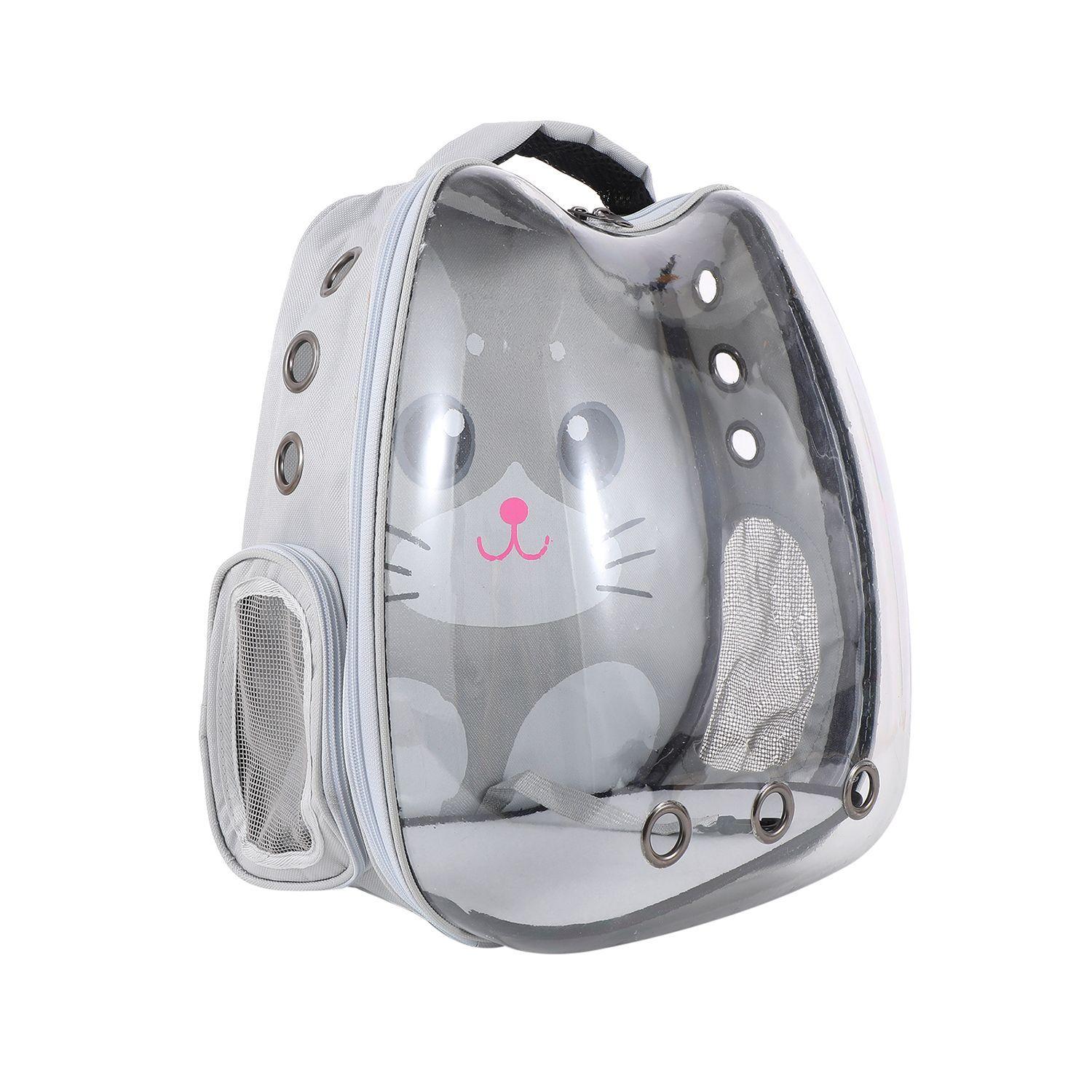 Mochila Transportadora Transparente Diseño de Gato Gris-3