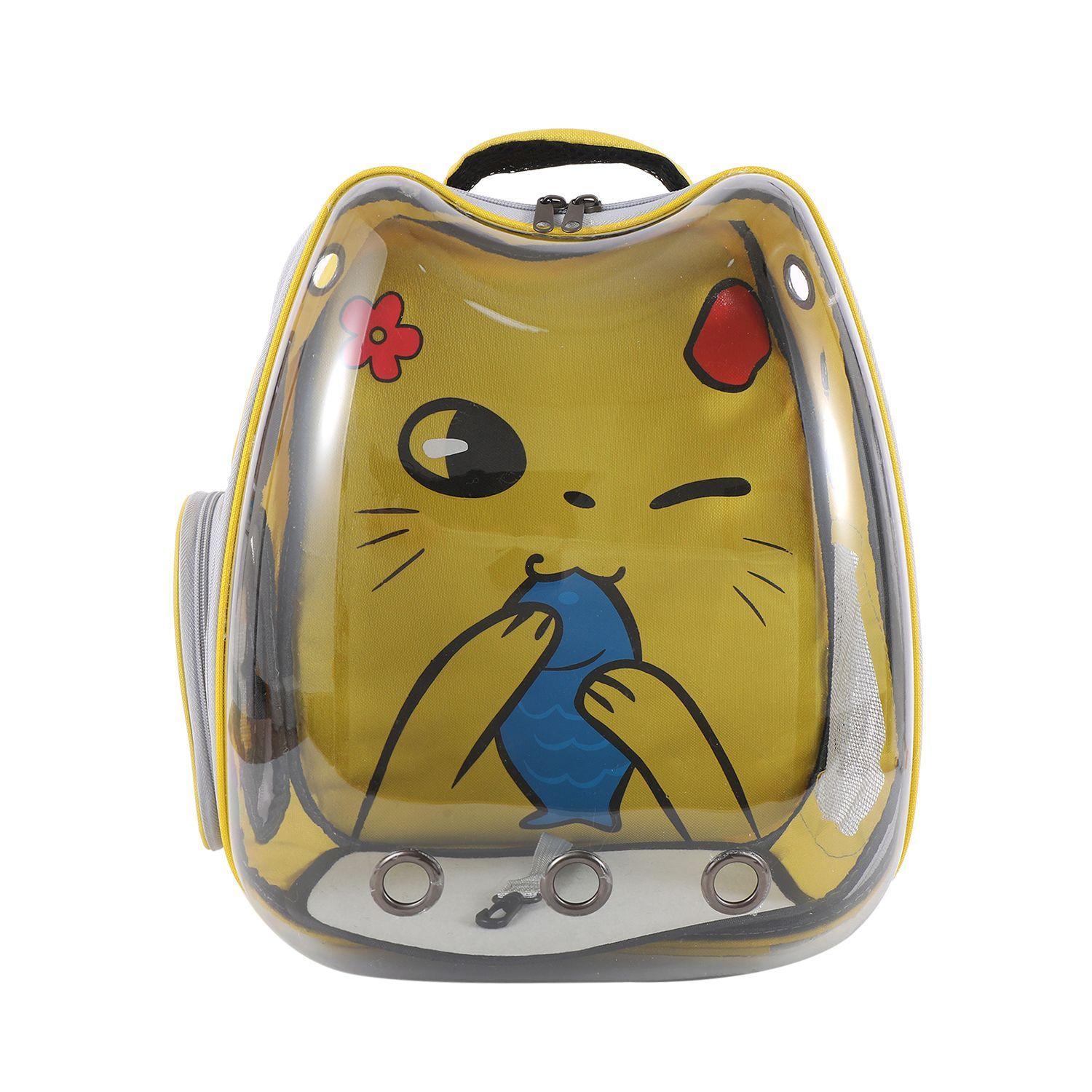 Mochila Transportadora Transparente Diseño de Gato Gris-8