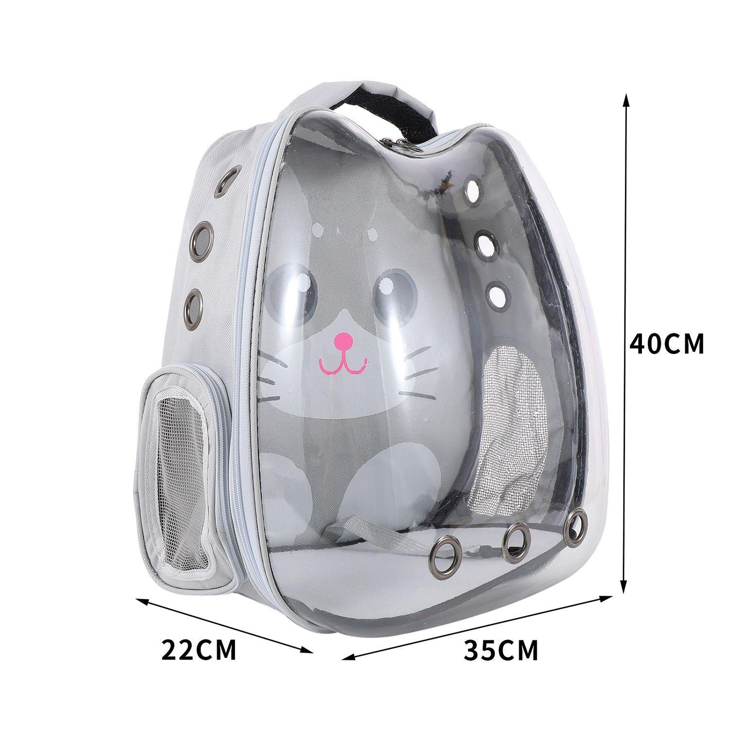 Mochila Transportadora Transparente Diseño de Gato Gris-2