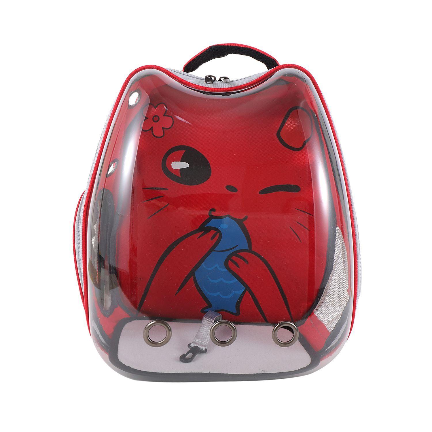 Mochila Transportadora Transparente Diseño de Gato Gris-11