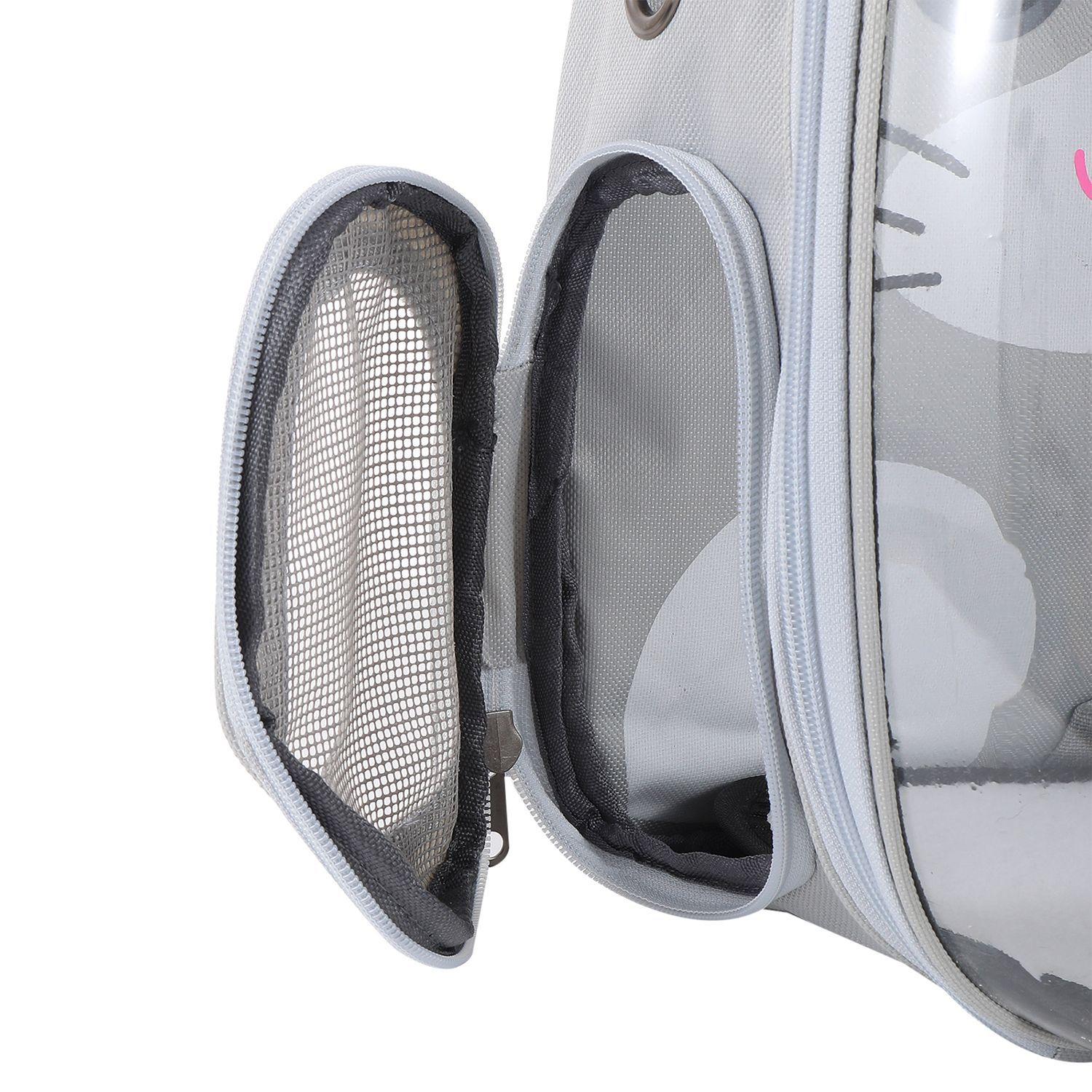 Mochila Transportadora Transparente Diseño de Gato Gris-6