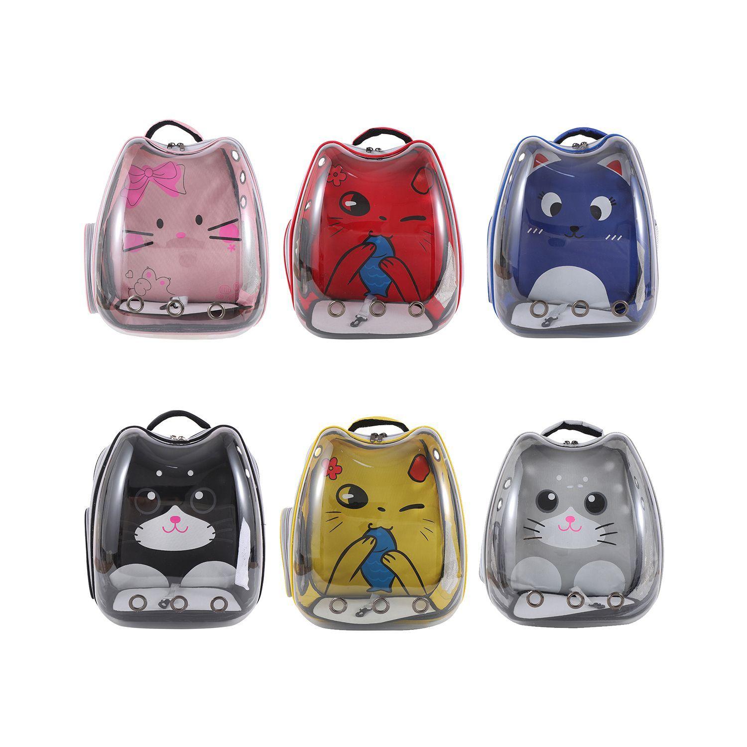 Mochila Transportadora Transparente Diseño de Gato Gris-1