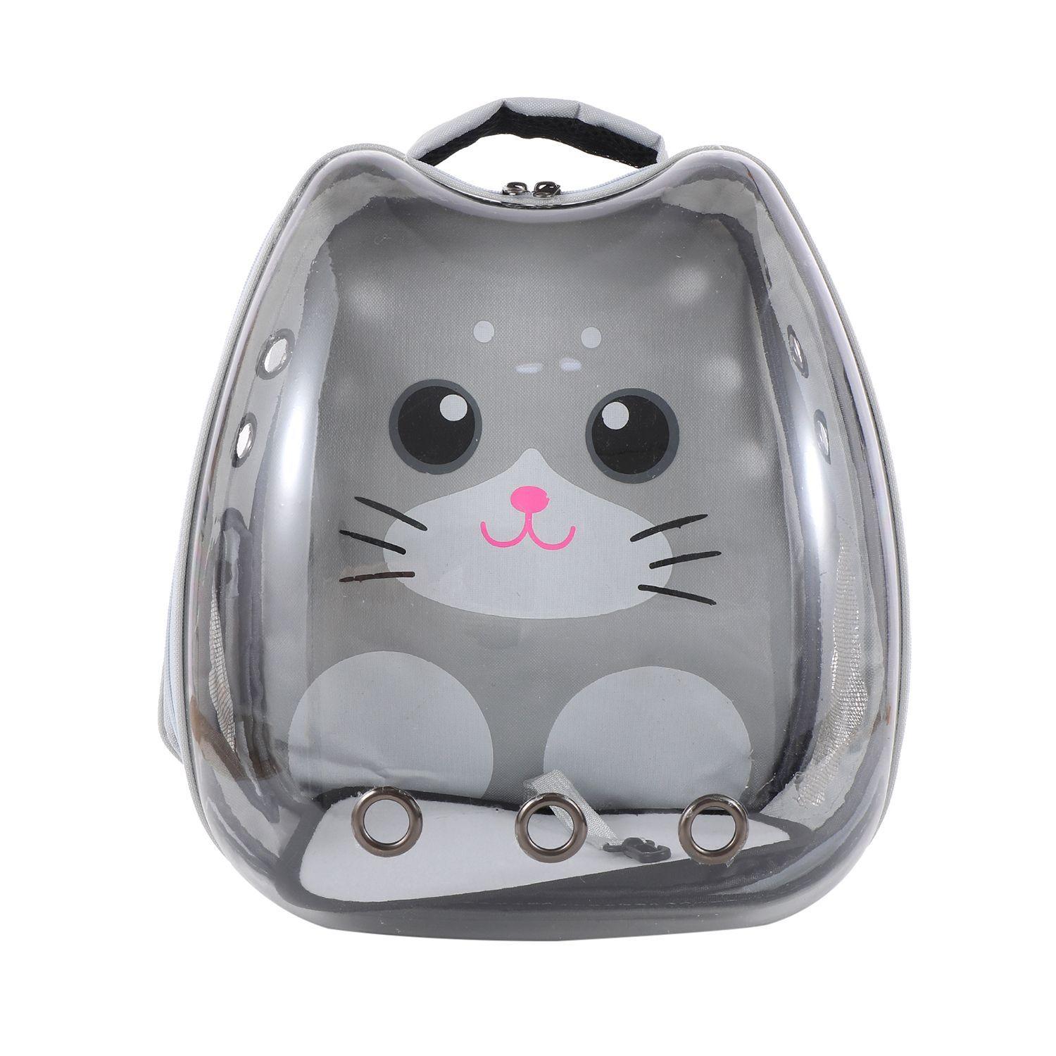 Mochila Transportadora Transparente Diseño de Gato Gris-0