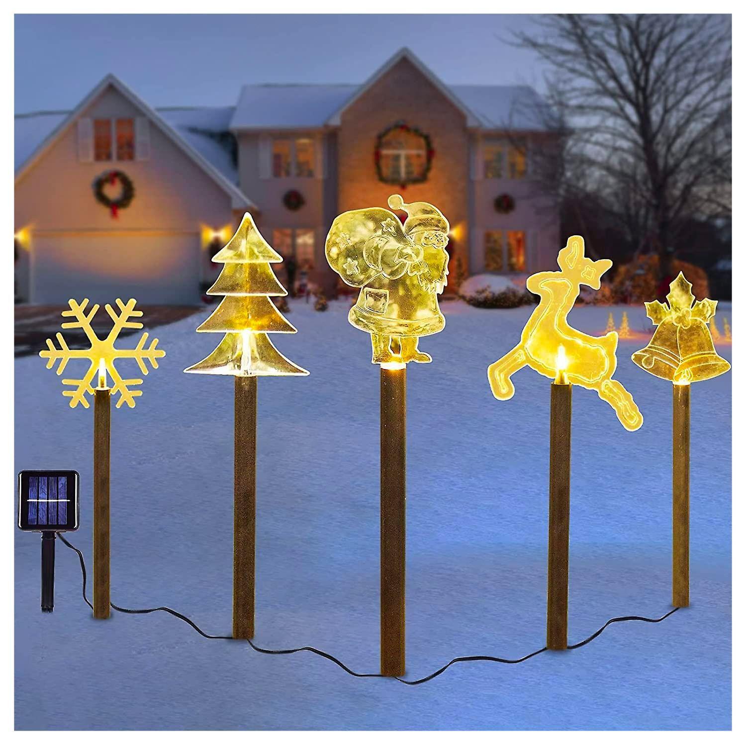 Set de 5 Estacas Solares Navidad Diferentes Diseños-3