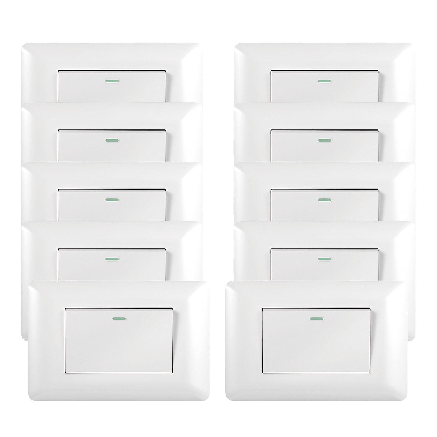 Pack 10 Interruptor Simple 9/12 10A 250V Blanco-0