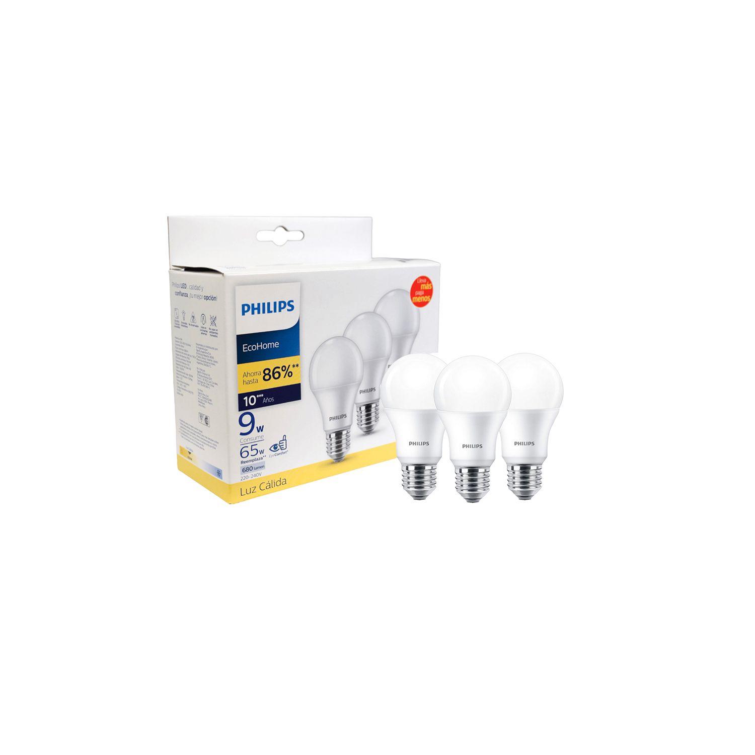 Pack 6 Ampolletas Philips EcoHome Led Bulb 9W E27 - Cálido-2