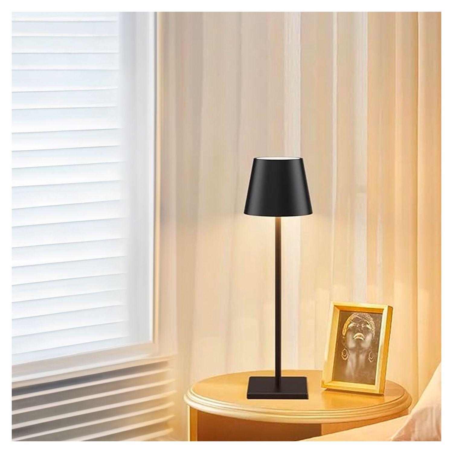 Lampara de Mesa LED táctil, inalámbrica y recargable Negro-3