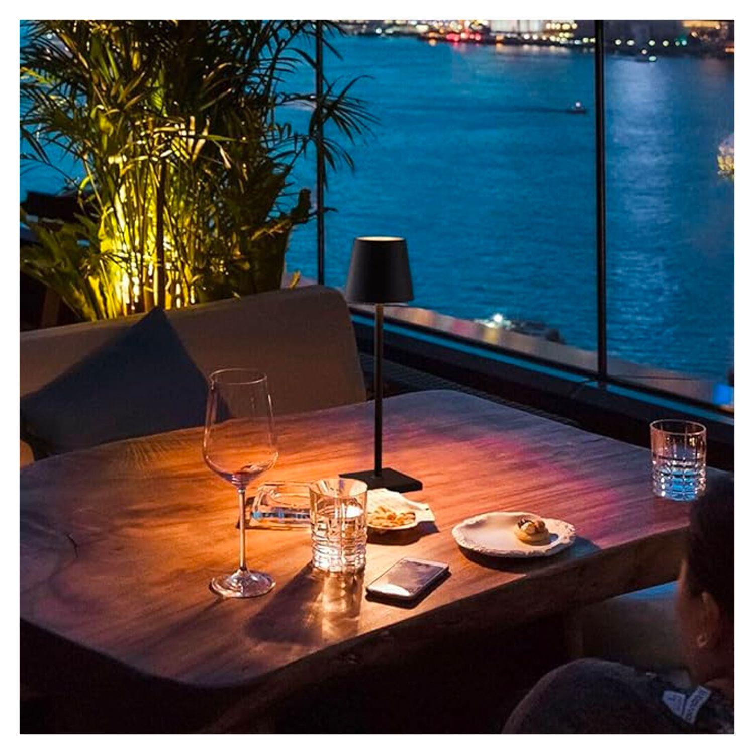 Lampara de Mesa LED táctil, inalámbrica y recargable Negro-4