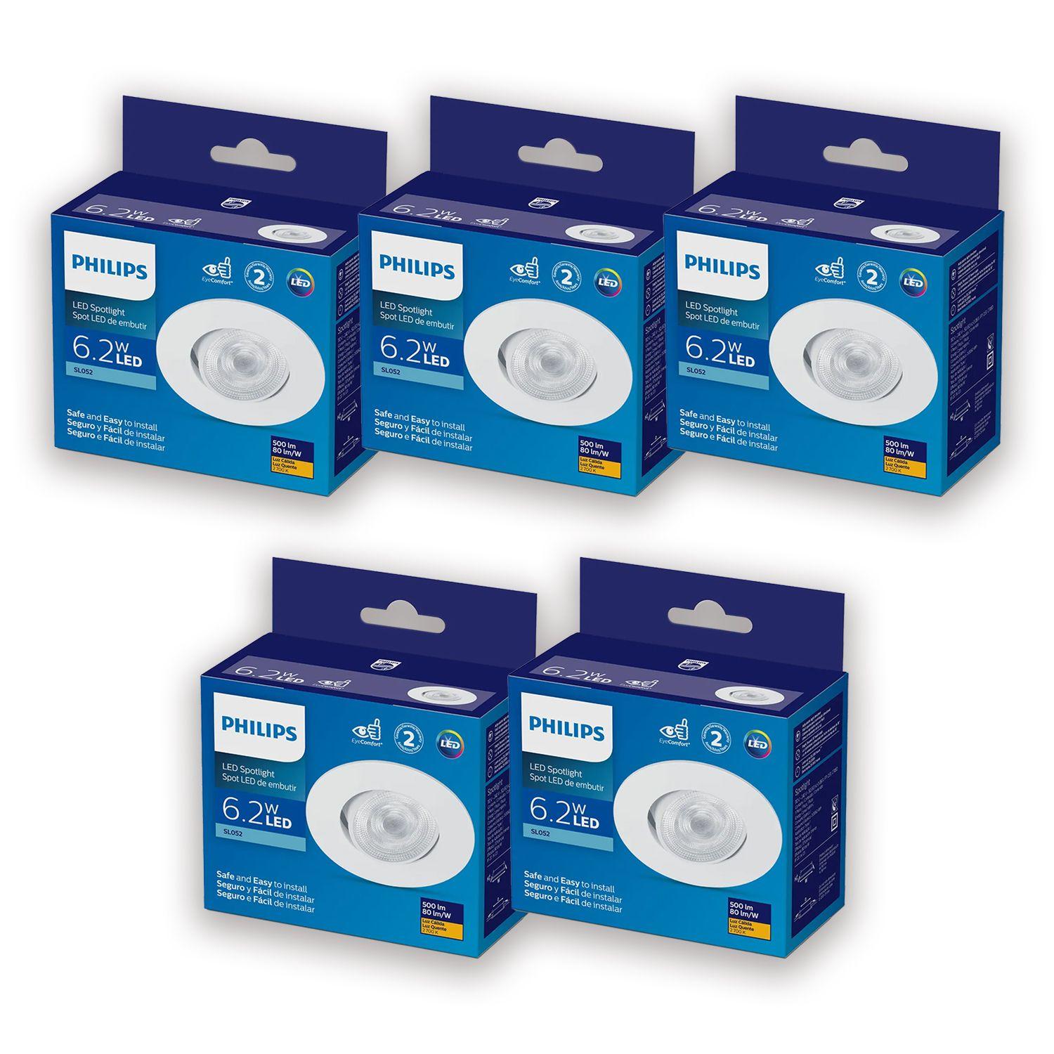 Pack 5 Foco Led Integrado Philips Spot 6.2 W - Cálido-3