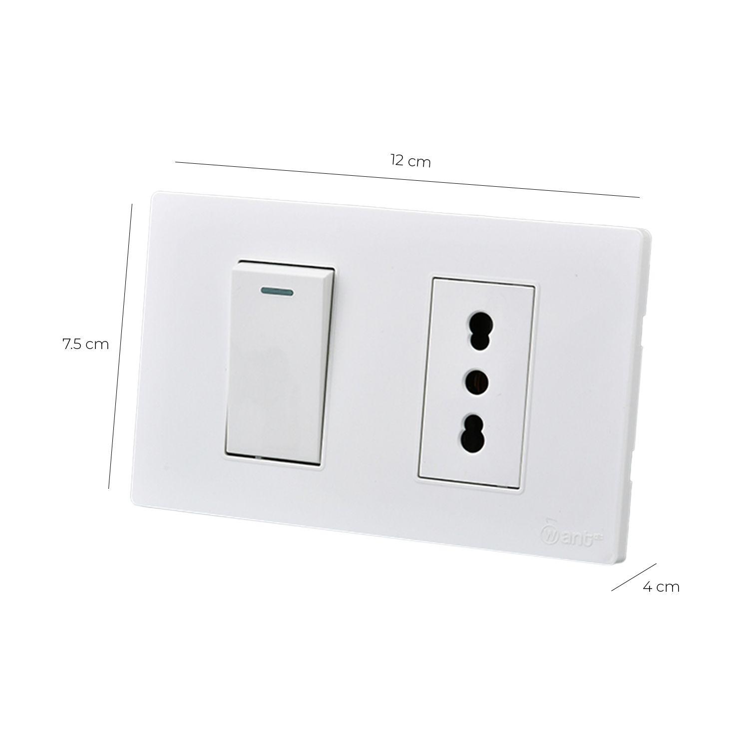 Pack 10 Interruptor 1* 9/12 16A y Tomacorriente 1* 16A - Blanco-2