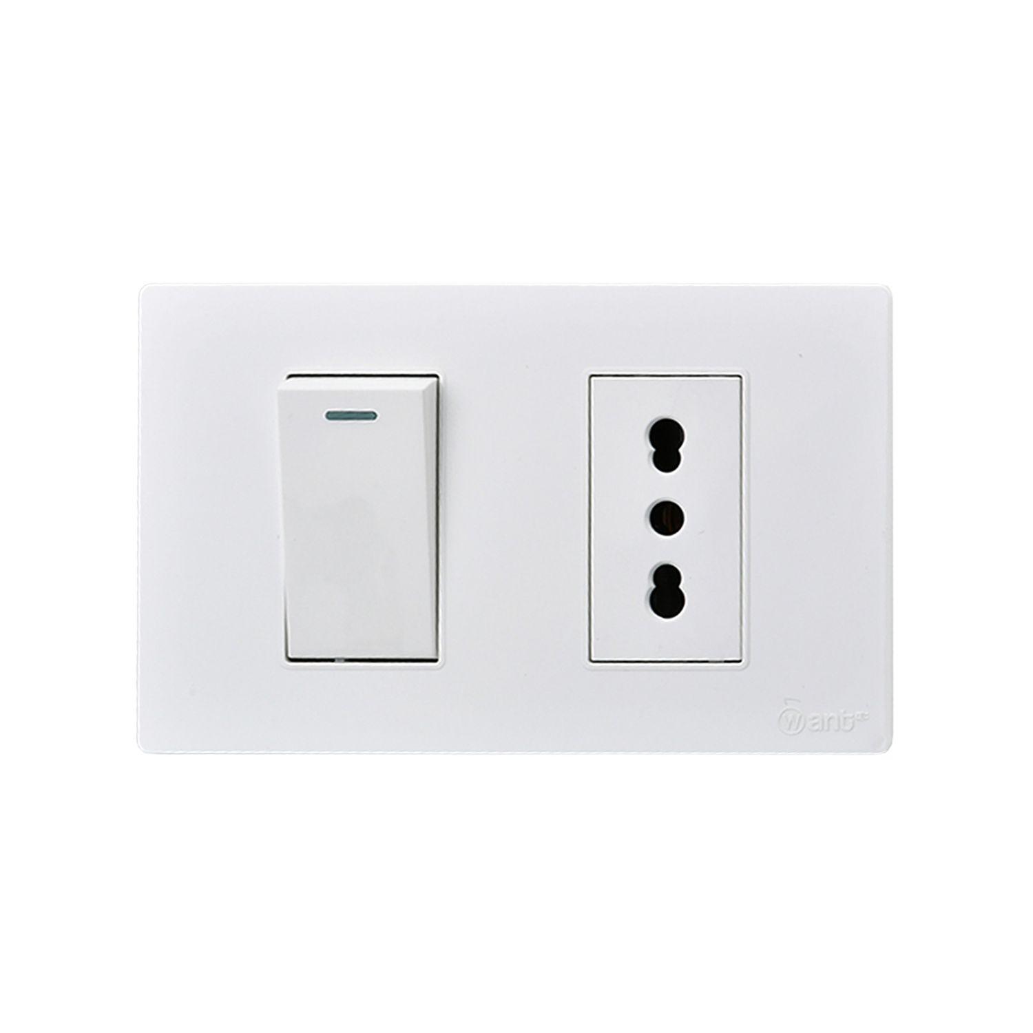 Pack 10 Interruptor 1* 9/12 16A y Tomacorriente 1* 16A - Blanco-3