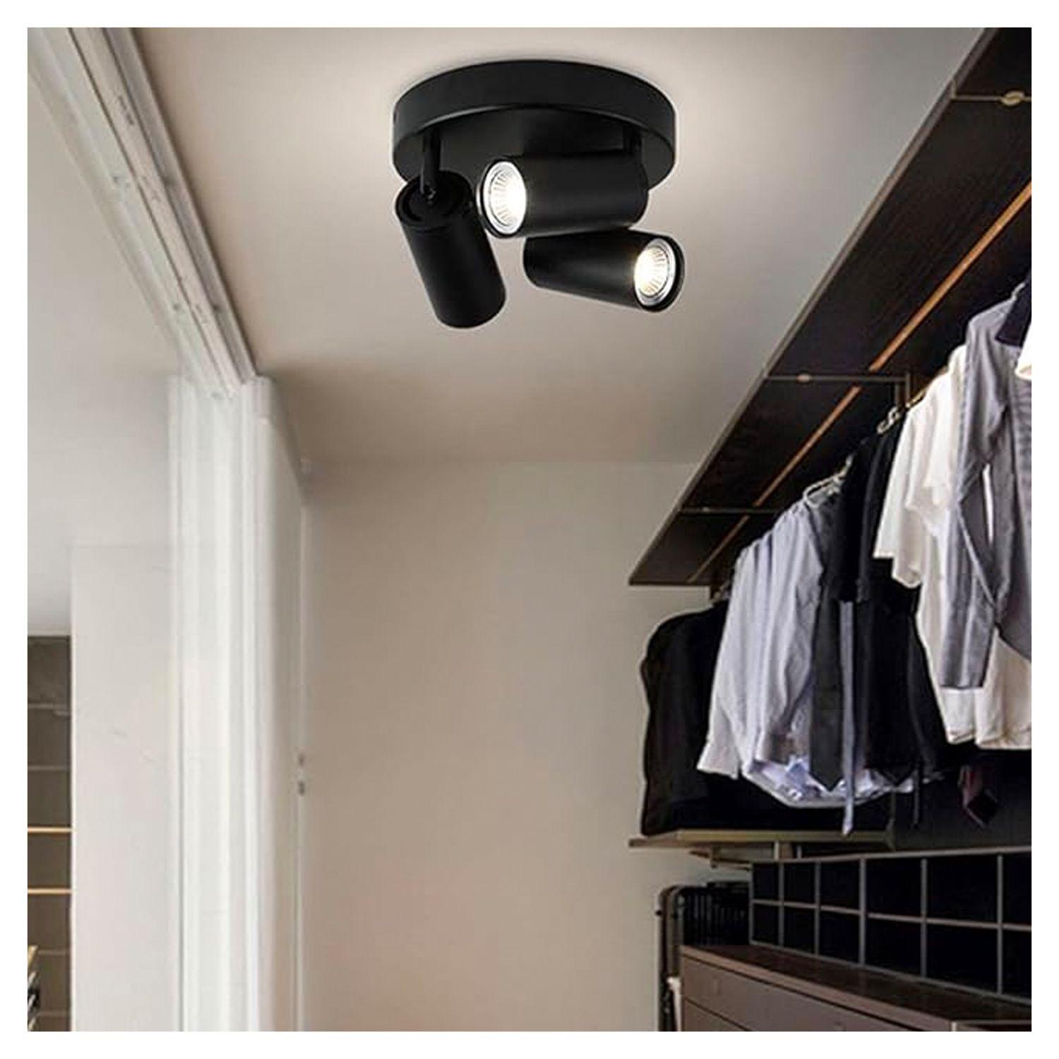 Pack 3 Foco Sobrepuesto Con Base Redonda 3xGU-10 Altair III Negro Ampolleta Fría-5