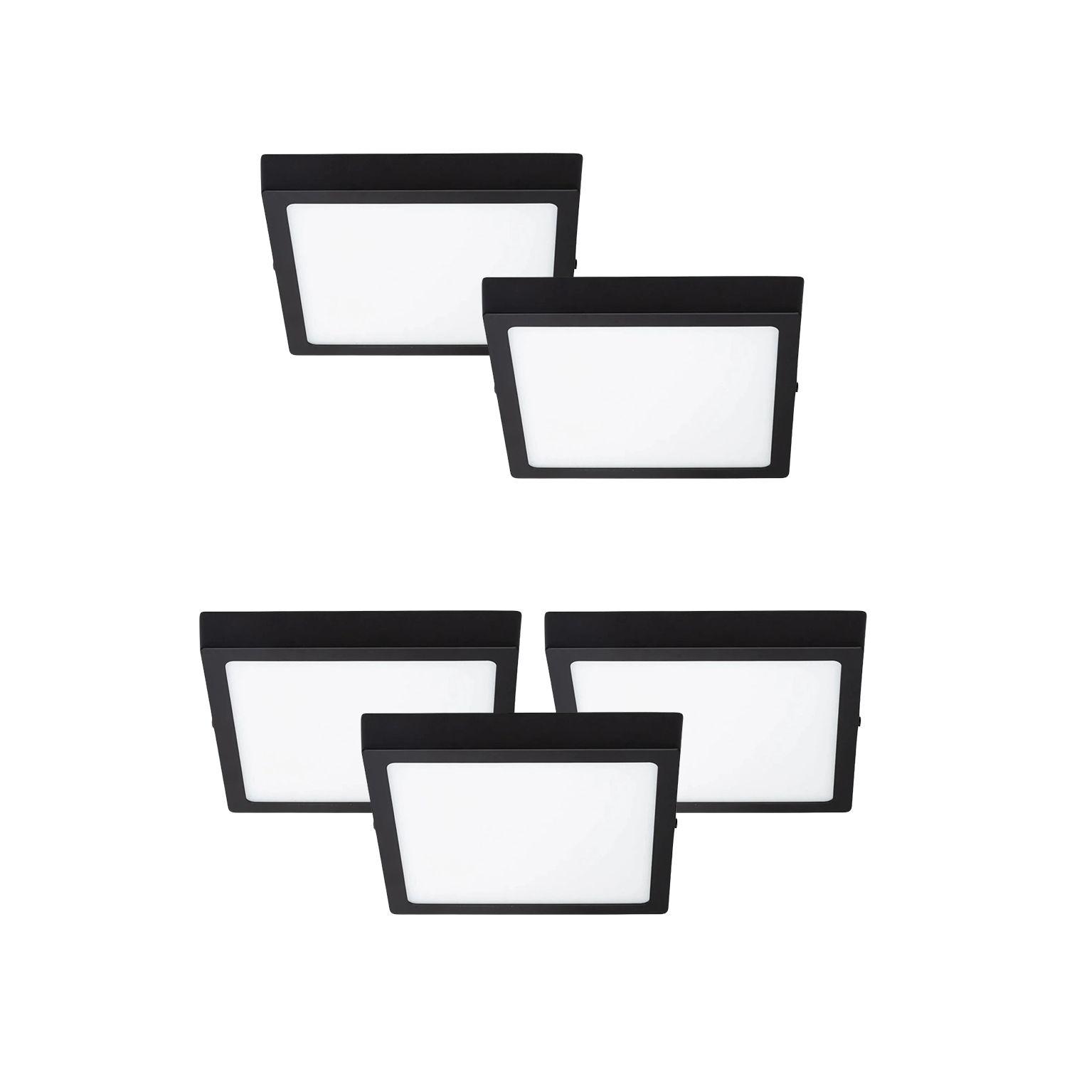 Pack 5 Panel LED Sobrepuesto Cuadrado Negro PRO 12W Neutro-0