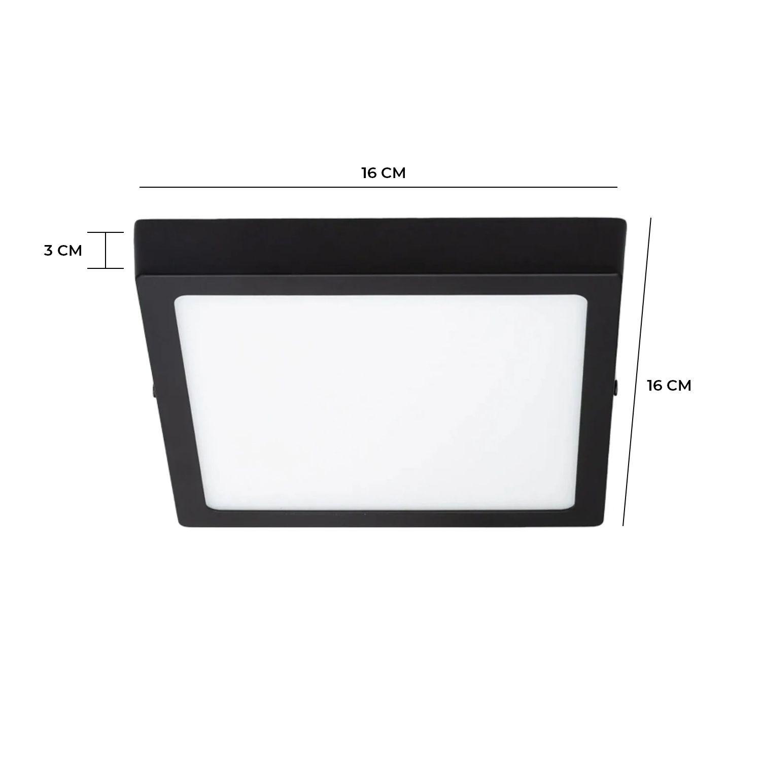 Pack 5 Panel LED Sobrepuesto Cuadrado Negro PRO 12W Neutro-1