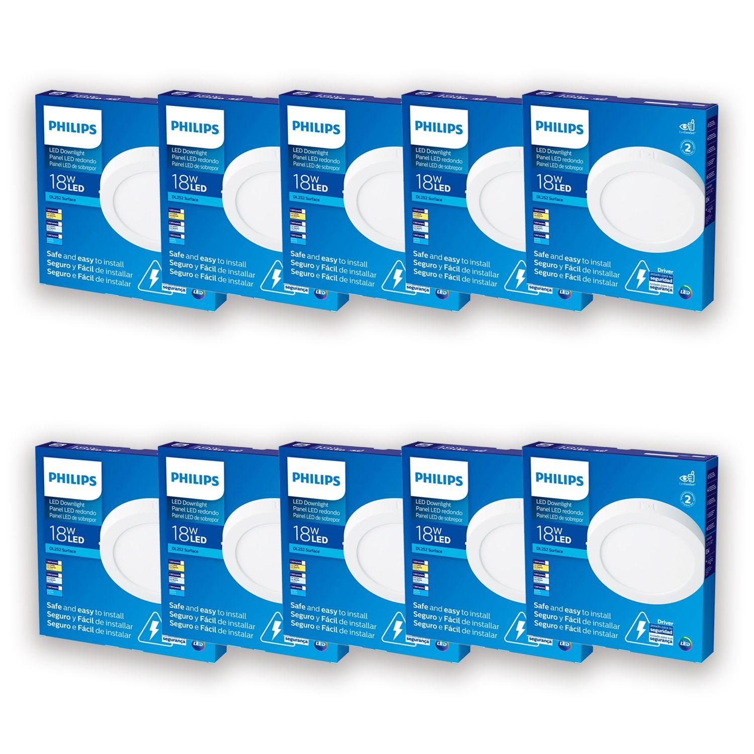 Pack 10 Paneles LED 18W Sobrepuesto Redondo DL252 G2 Philips - Frío-5