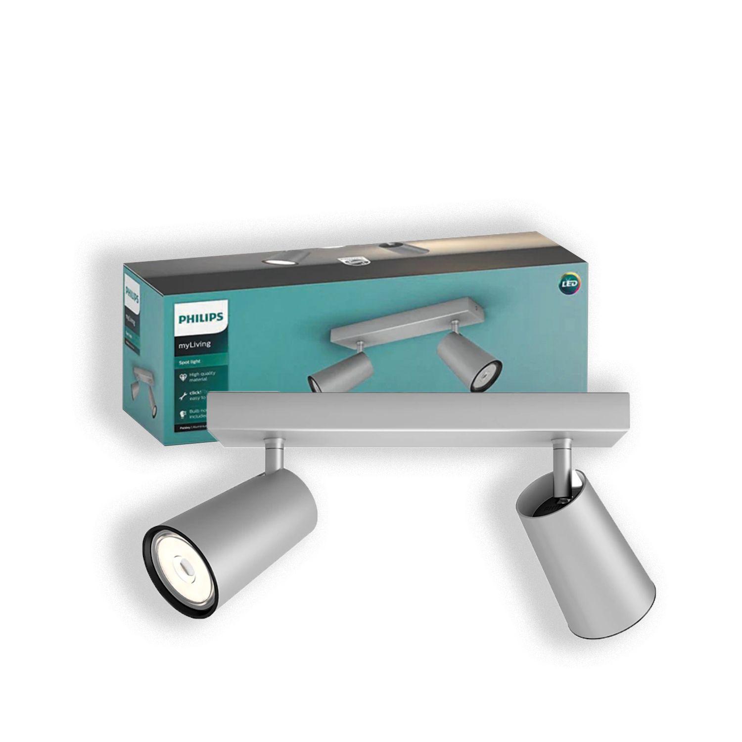 Foco Philips Pasley Spotlight Gris x2 GU10 Ampolletas Frío-2