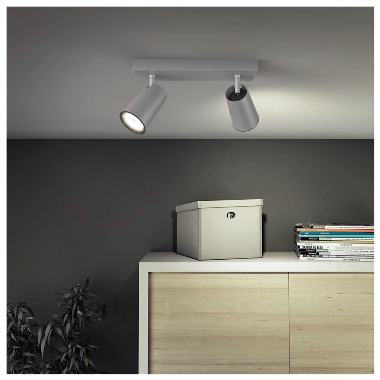 Foco Philips Pasley Spotlight Gris x2 GU10 Ampolletas Frío-4