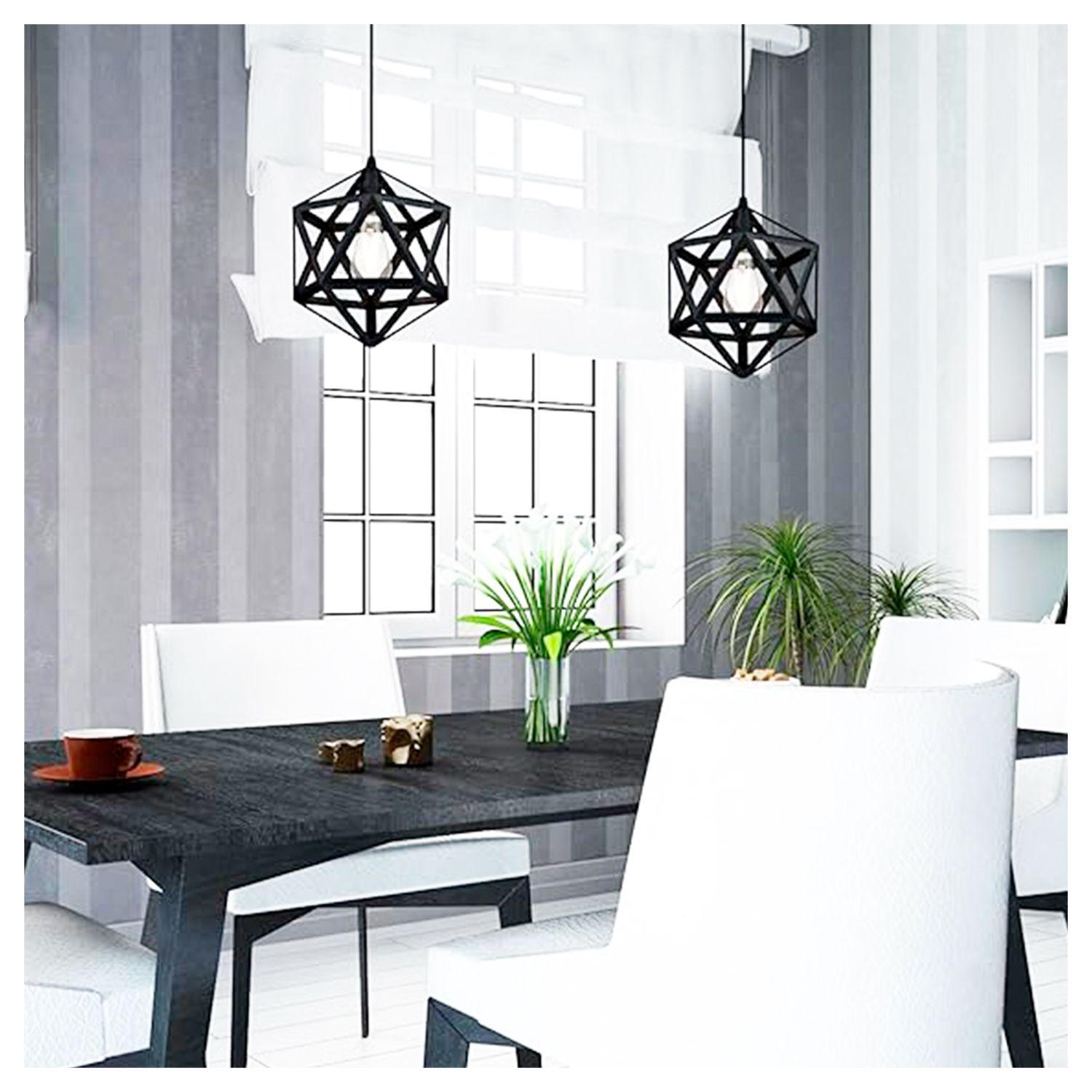 Lámpara Colgante Geométrico Leven Negro E-27 Ampolleta Cálida-5