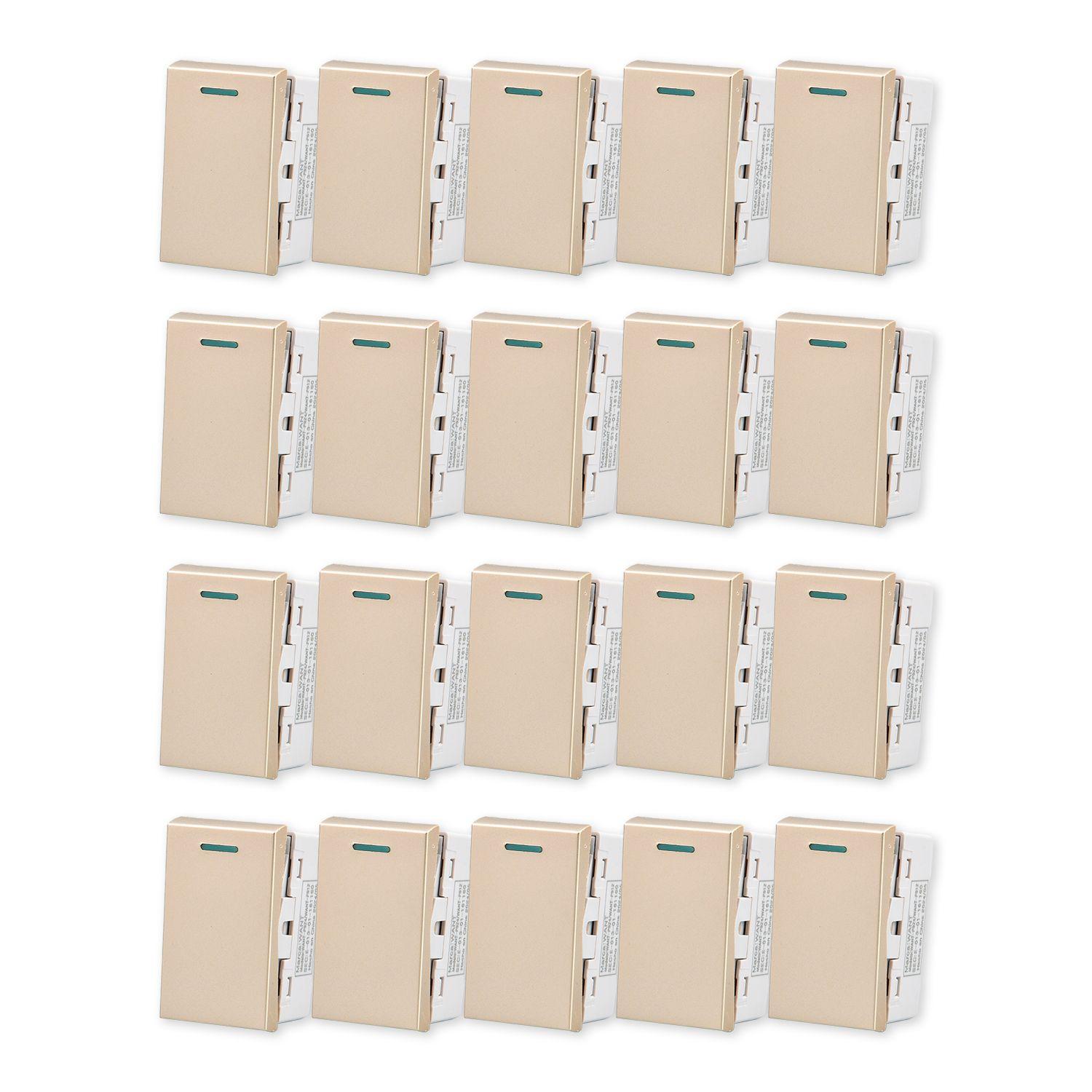 Pack 20 Módulo Interruptor Metálico 9/12 250V - Dorado-0