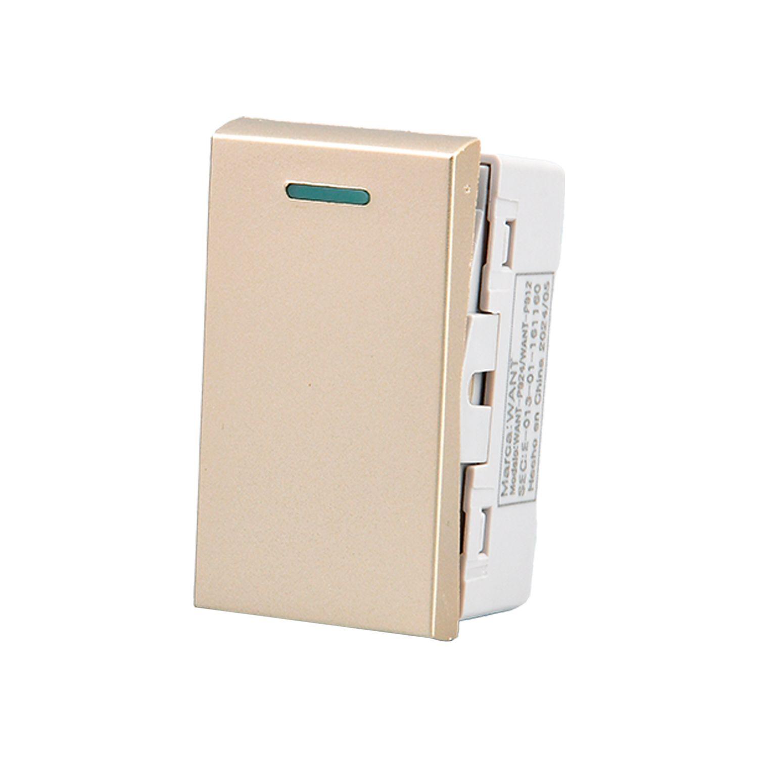 Pack 20 Módulo Interruptor Metálico 9/12 250V - Dorado-1