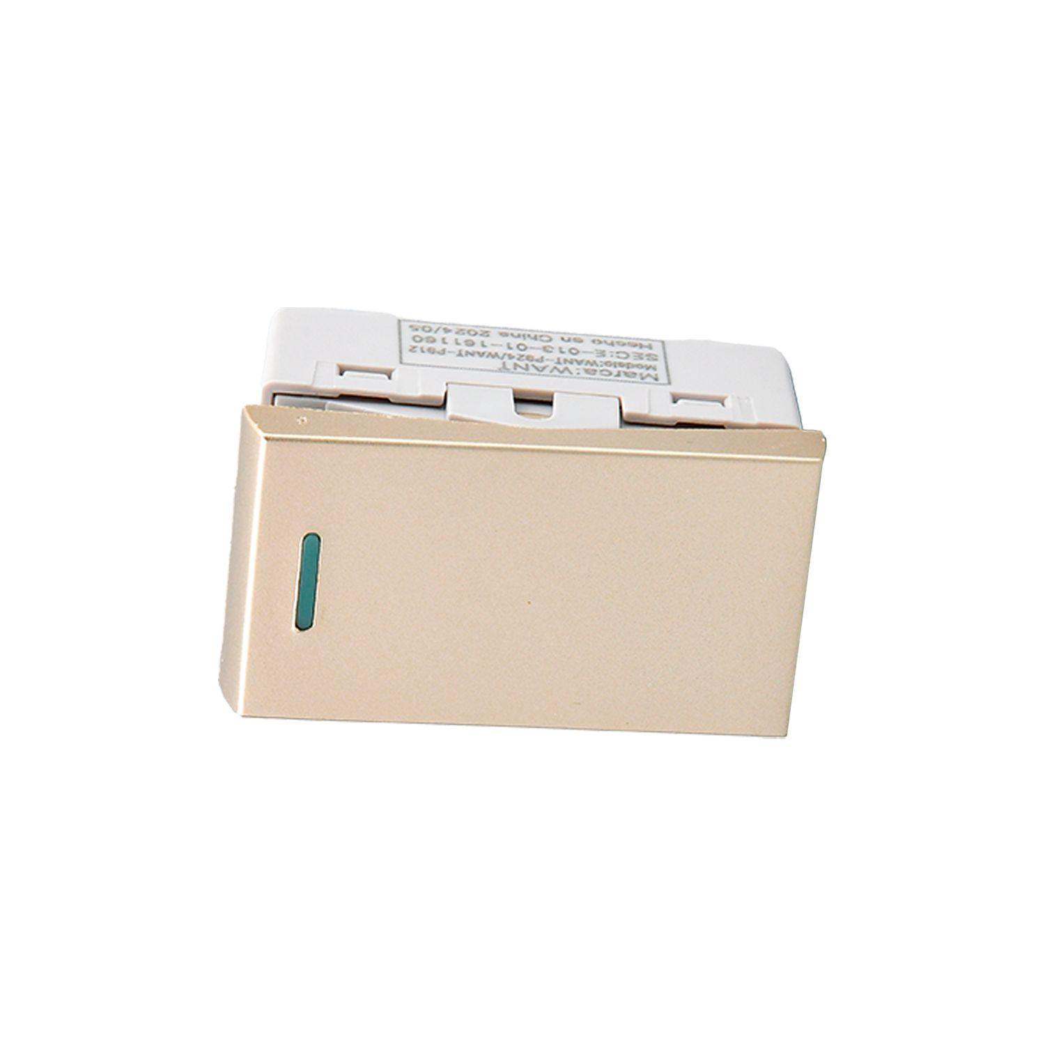 Pack 20 Módulo Interruptor Metálico 9/12 250V - Dorado-3