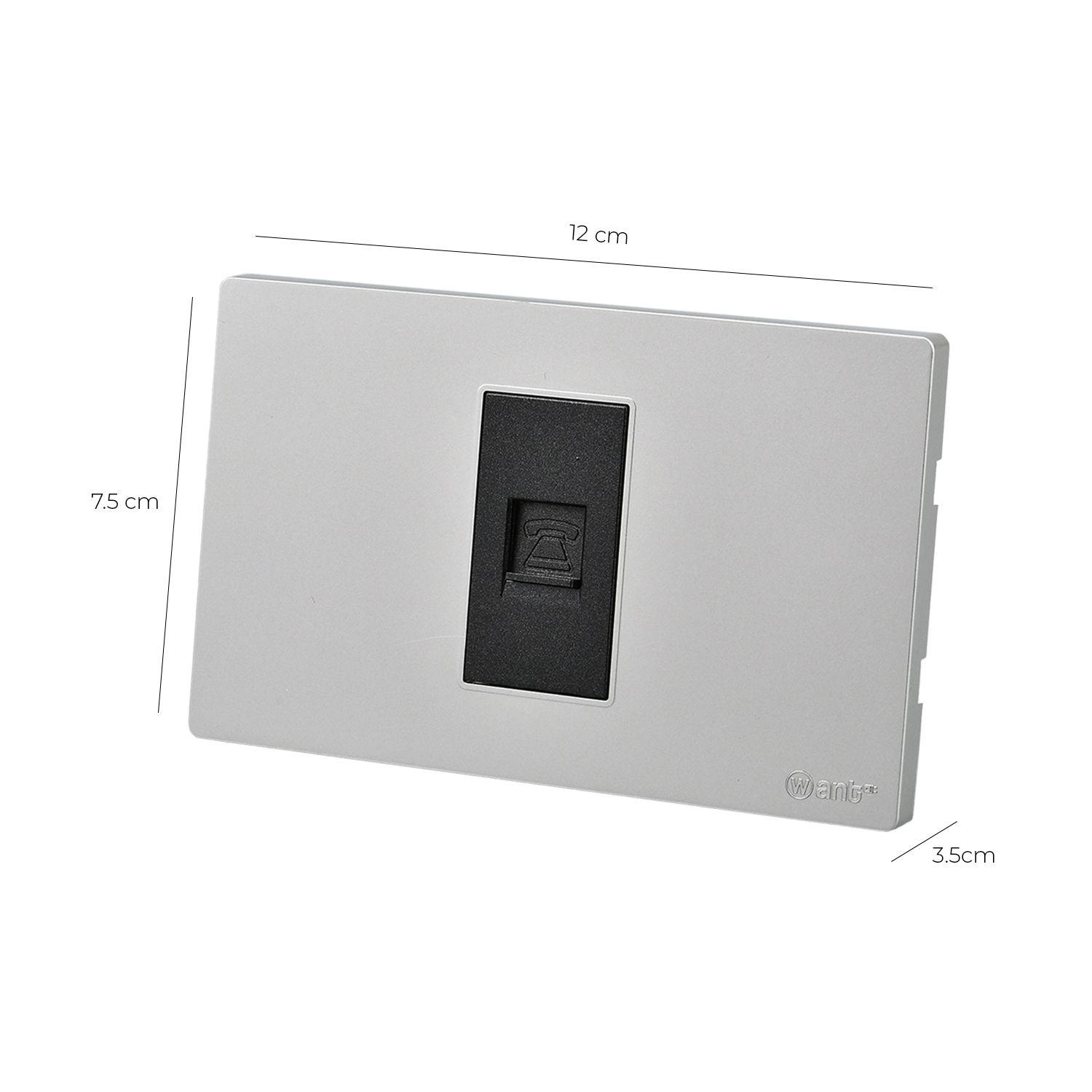 Pack 10 Toma Telefónica Metálico RJ11 - Gris - Negro-2